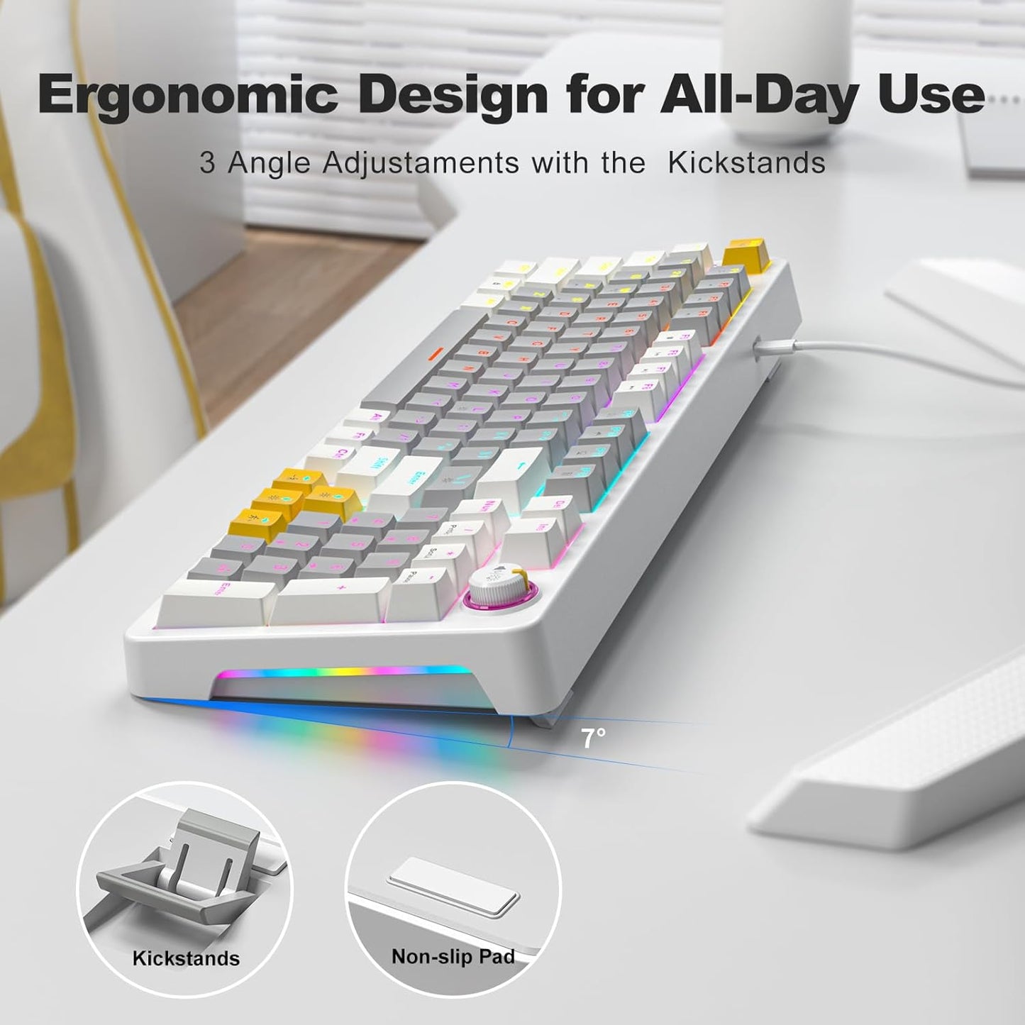 MOFII AK96 Programmable, Mechanical Gaming Keyboard, Full Keys LED Backlit Plug and Play USB A/C Wired Computer Custom