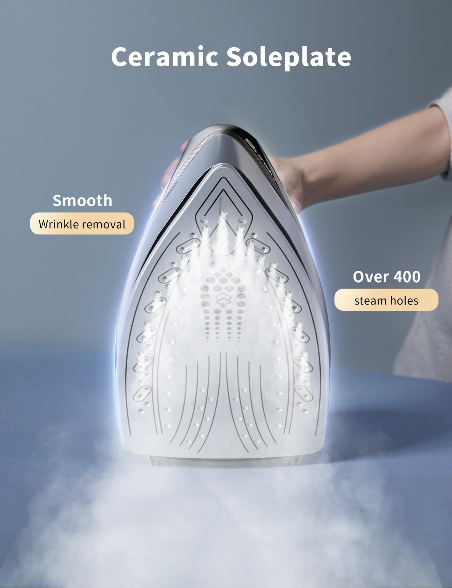Sundu Pro Steam Station Iron for Clothes,1600W Professional Steam Iron with 44 oz Tank, 400 microsteam holes, Built-In Pump, Ceramic baseplate,Iron Lock For Easy Carry,Black
