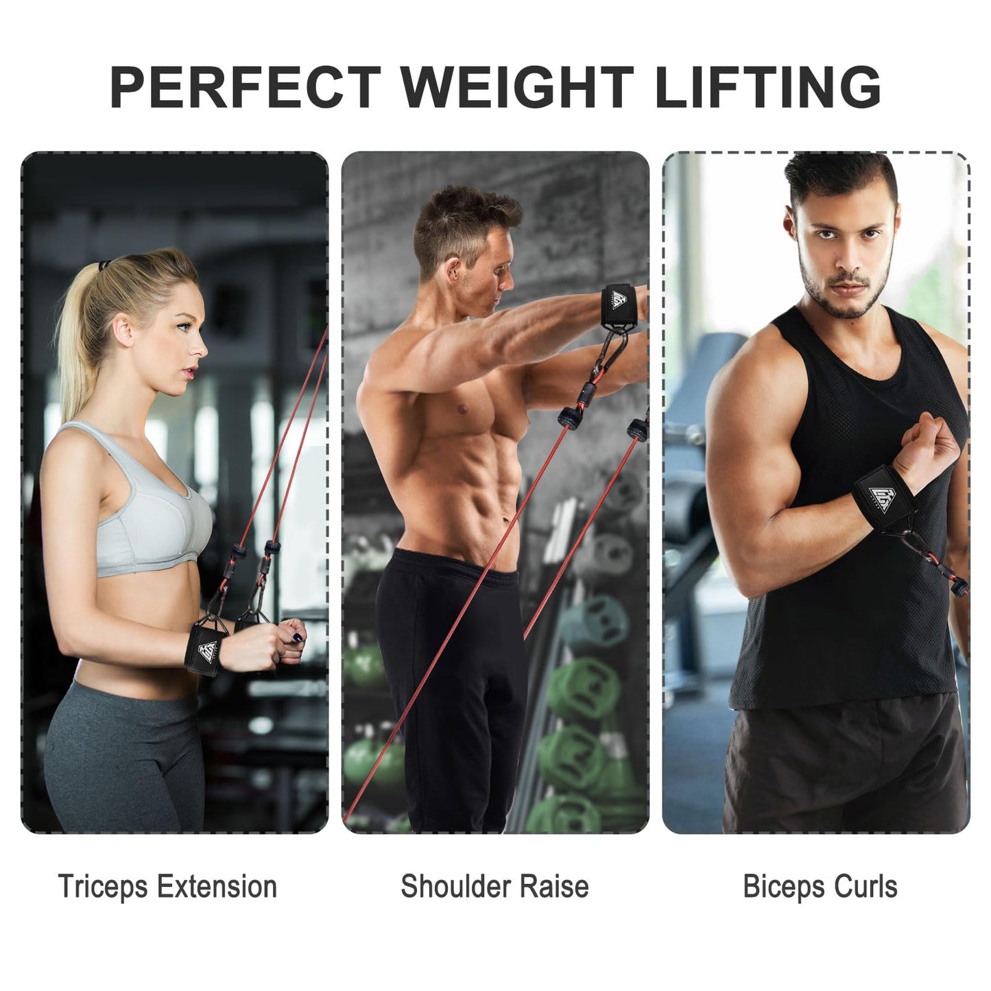 LTTGX Wrist Cuffs for Cables Gym, Adjustable Wrist Straps for Cable Machines Lifting Neoprene Padded