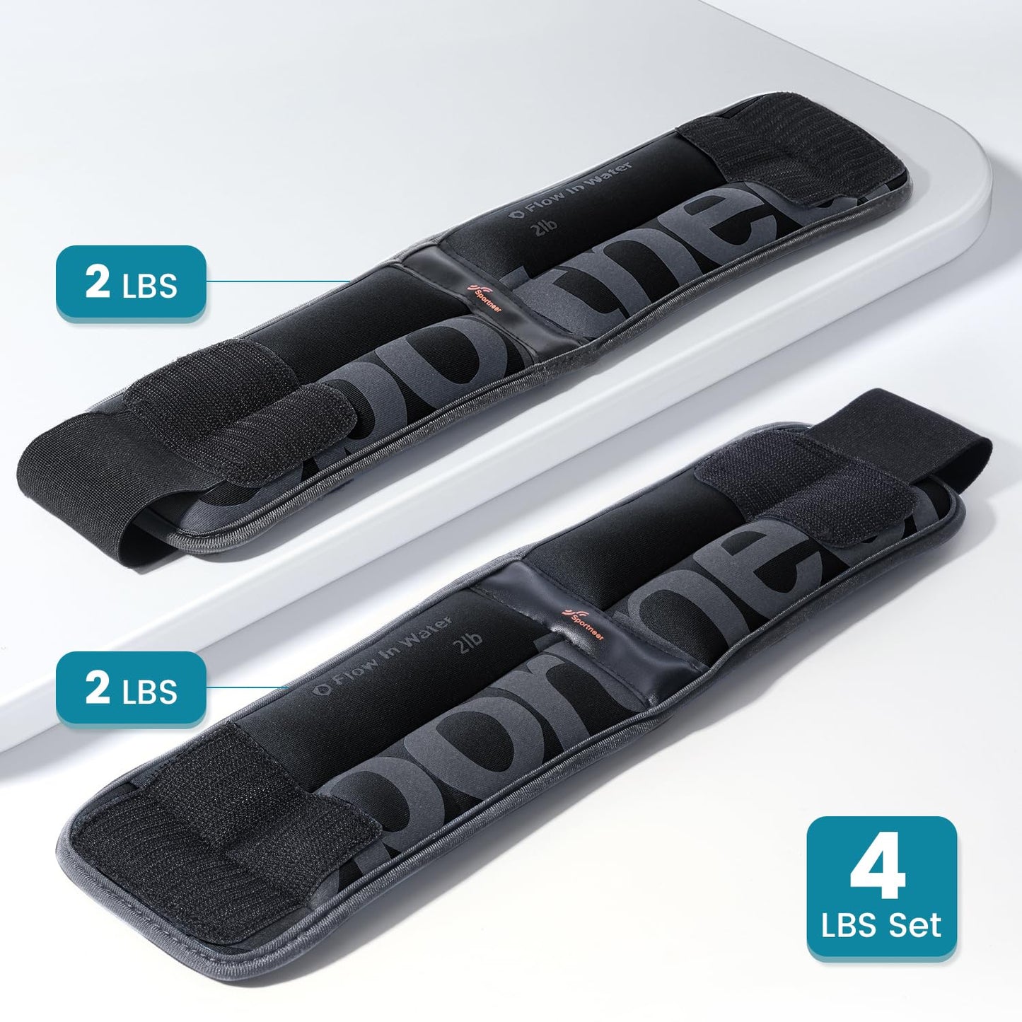 Sportneer Ankle Weights for Men Women Strength Training, 4/10 lbs Pair Leg Weights Set Comfortable and Soft Perfect for Dancing Running Walking Fitness Workout, 2lbs x 2, Black