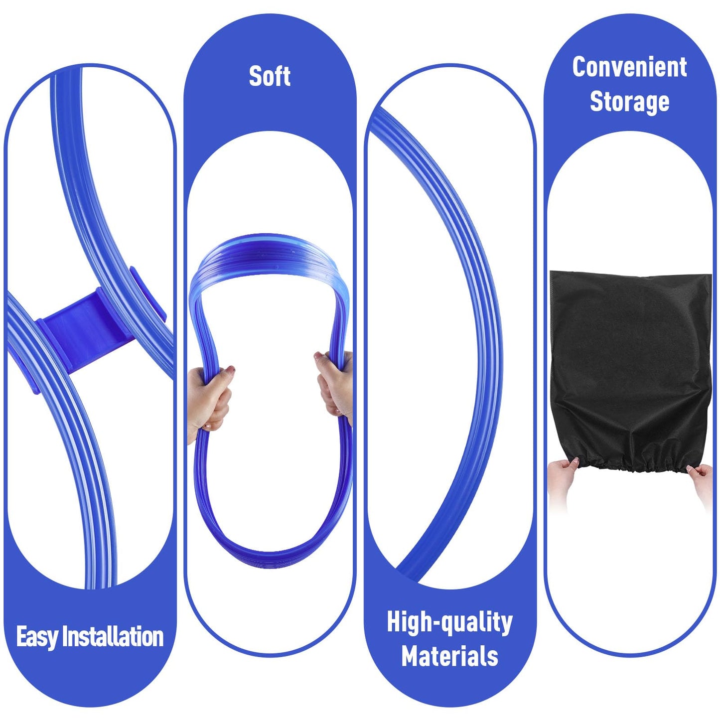 Shappy 50 Pcs Agility Rings with Storage Bags 15 Inch Agility Exercise Rings Training Hoops Plastic Speed Jumping Hoops for Gymnastics Sports Soccer Football Practice Games(Blue)