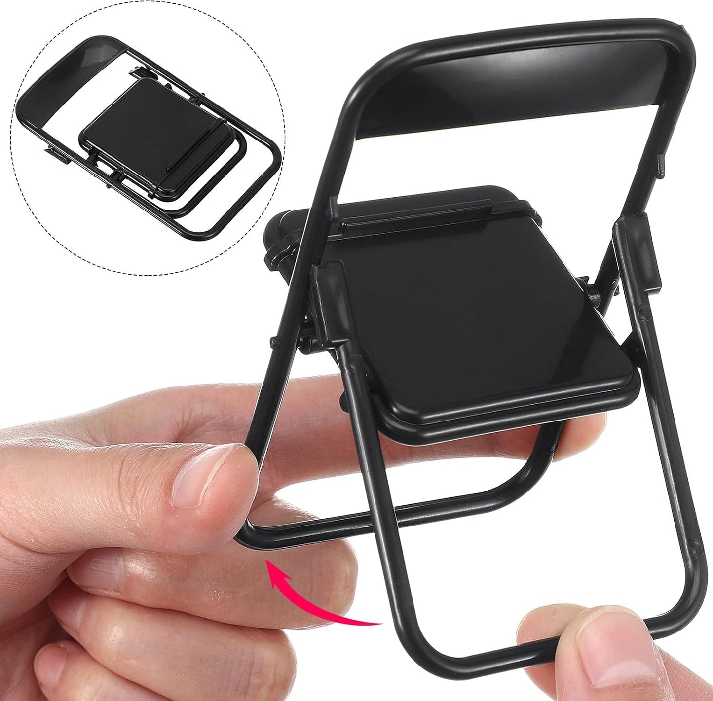 12Pcs 3.94X2.56X2.17 Inches Nolitoy Mini Folding Chair Mobile Holder Foldable Miniature Furniture Model Smartphone Desk