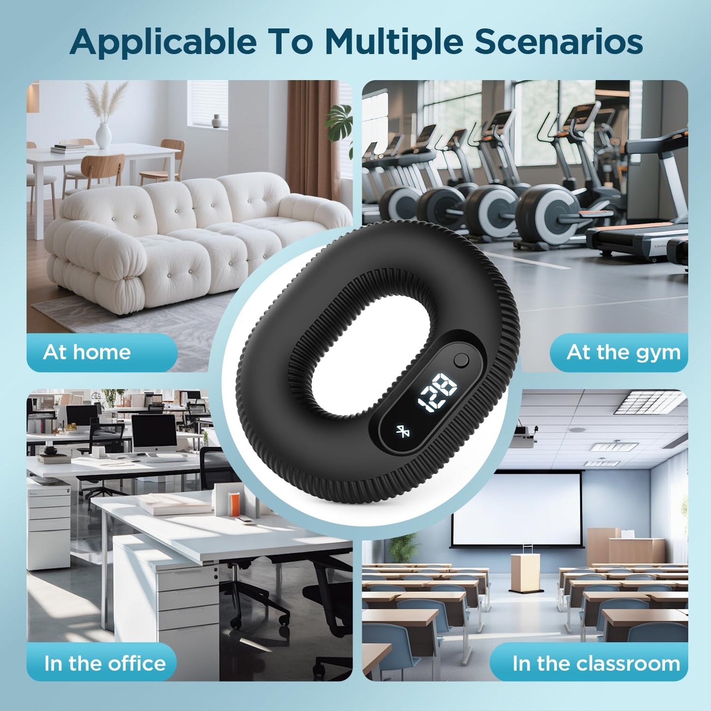 LVPIMAN Smart Grip trainer, Supports Multiple Game Interaction and HID Mode Video Browsing,Grip Strength Trainer for fitness, Stress relief and Rehabilitation Training, Resistance 50 Pounds Hand Trainer Black