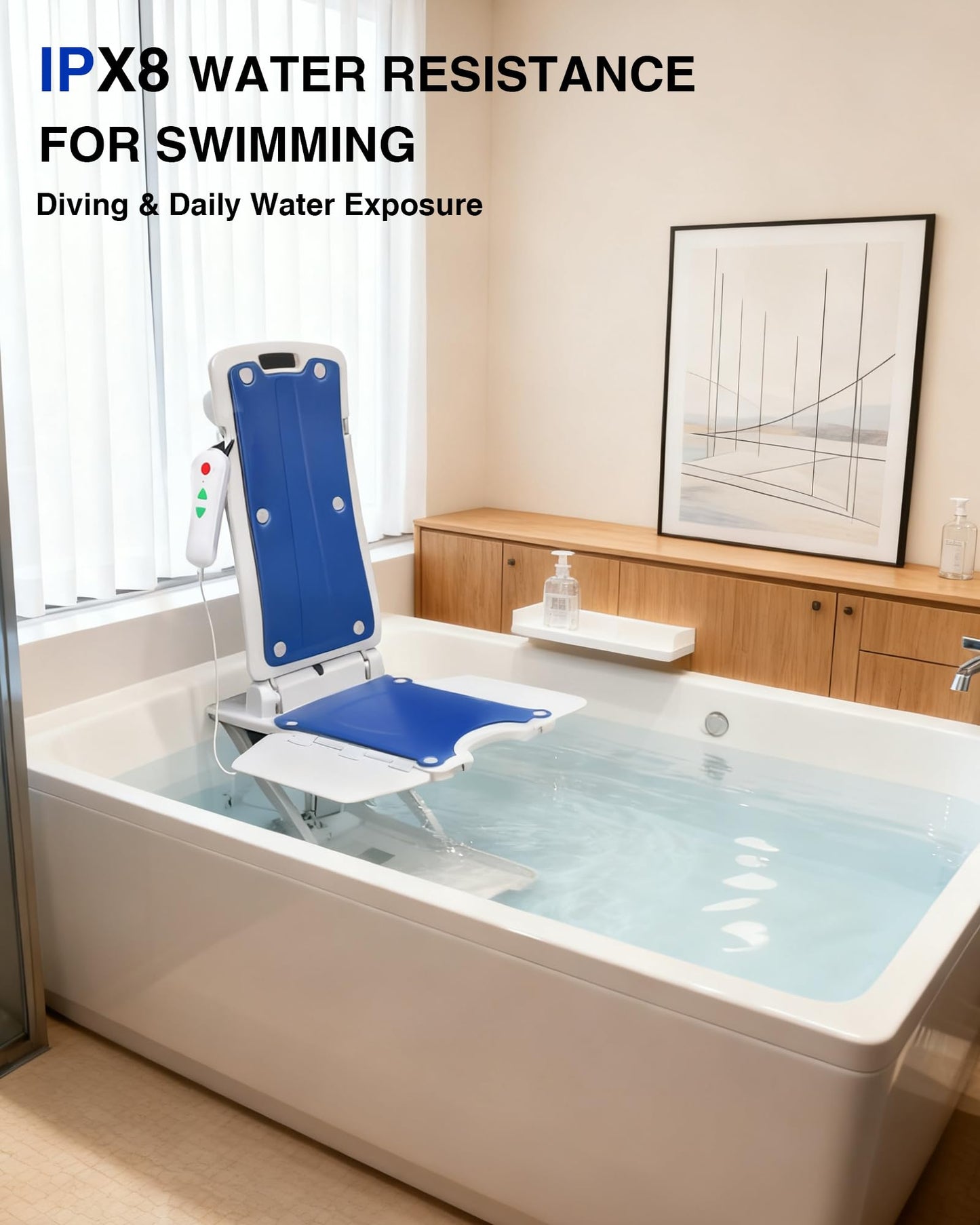 Pterying Electric Chair Lift for Elderly, Floor to Chair Transfer Aid, IPX8 Waterproof, Max Load 308 LBS, Heavy Duty Bath Lift, Assisted Transfer for Seniors (Bathtub/Bedroom/Living Room)