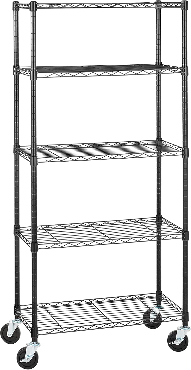 Wheels, 300 lbs Per Shelf, Black, 30" x 14" x 64.75