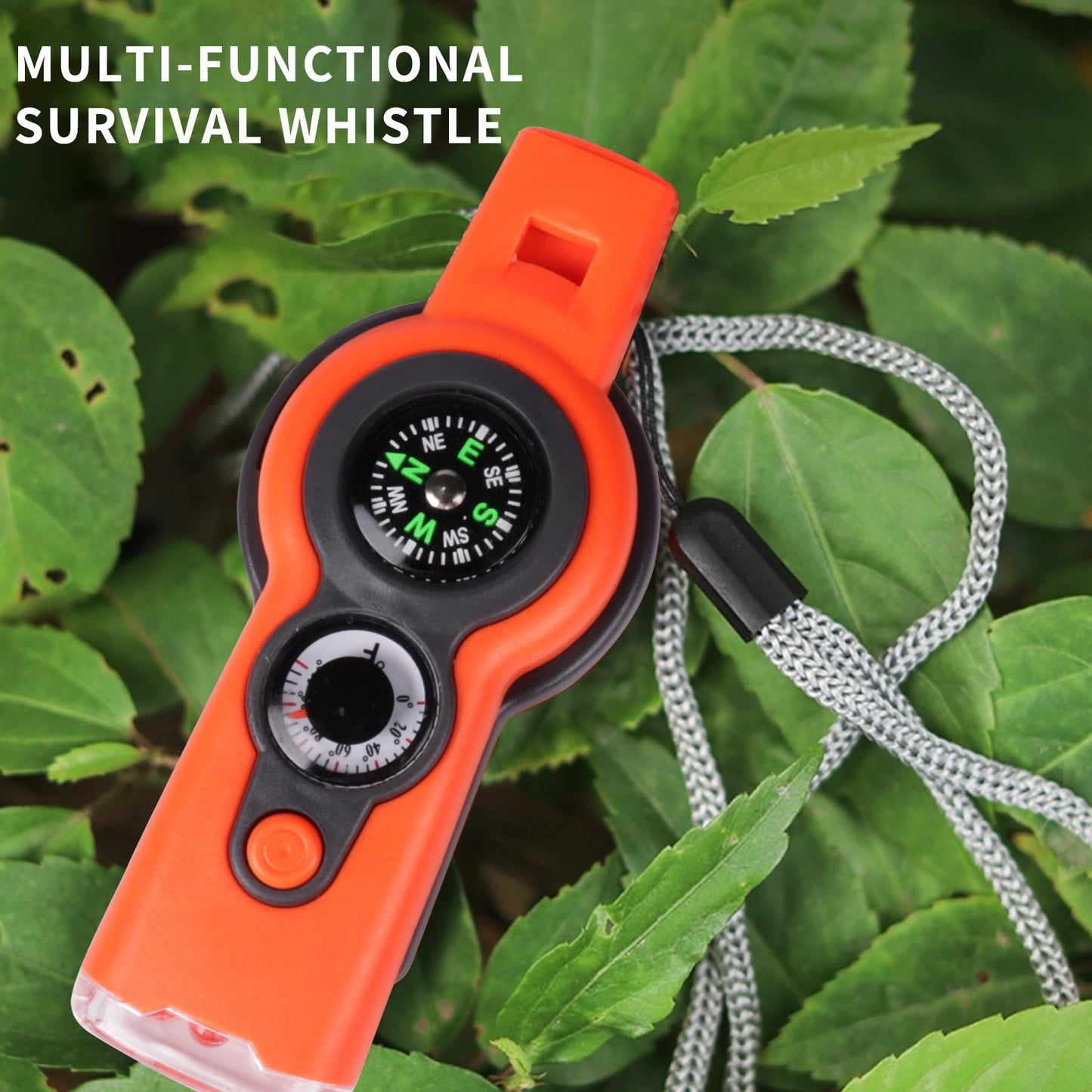 Emergency Survival Function Whistle, Outdoor Multifunctional Tool Safety Whistle with Lanyard, Ideal for Kayaking, Boating, Hiking, Camping, Climbing, Hunting, Fishing, Rescue Signaling(Orange)