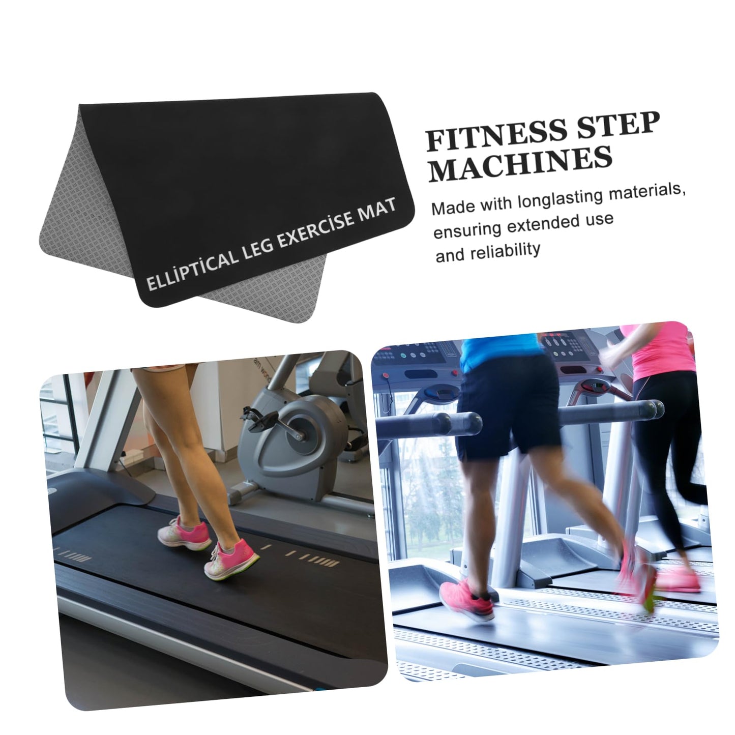 ifundom Non-Slip Shock-Absorbing Mat for Treadmills Vibration Dampening Floor Protector Black PU Exercise Equipment Mat for Home Gym