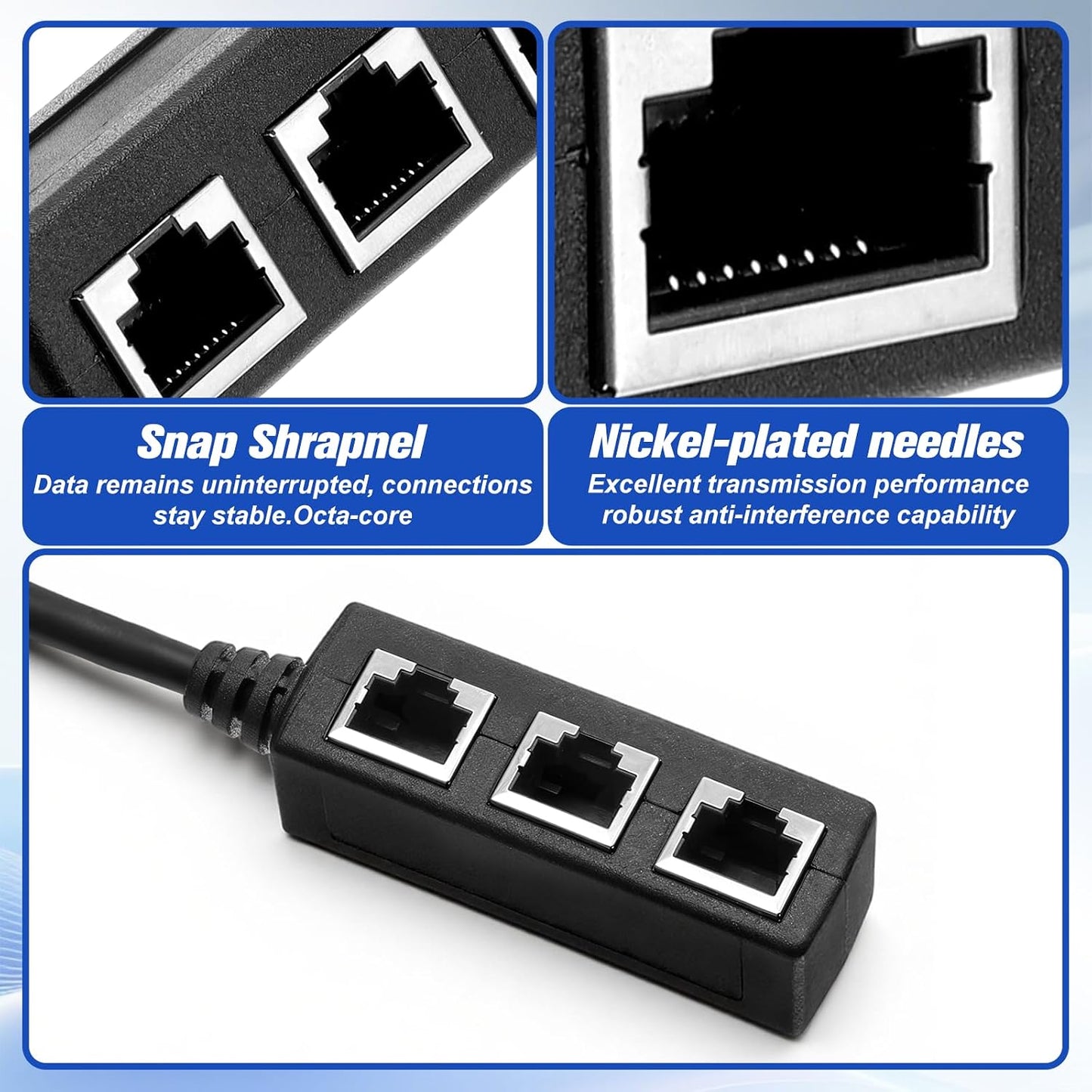 Jxiwfvl RJ45 1 3 Cat5, Cat5e, Cat6, Cat7 Set-top Male to Female LAN Splitter Cable, Ethernet Adapter for LAN Ethernet