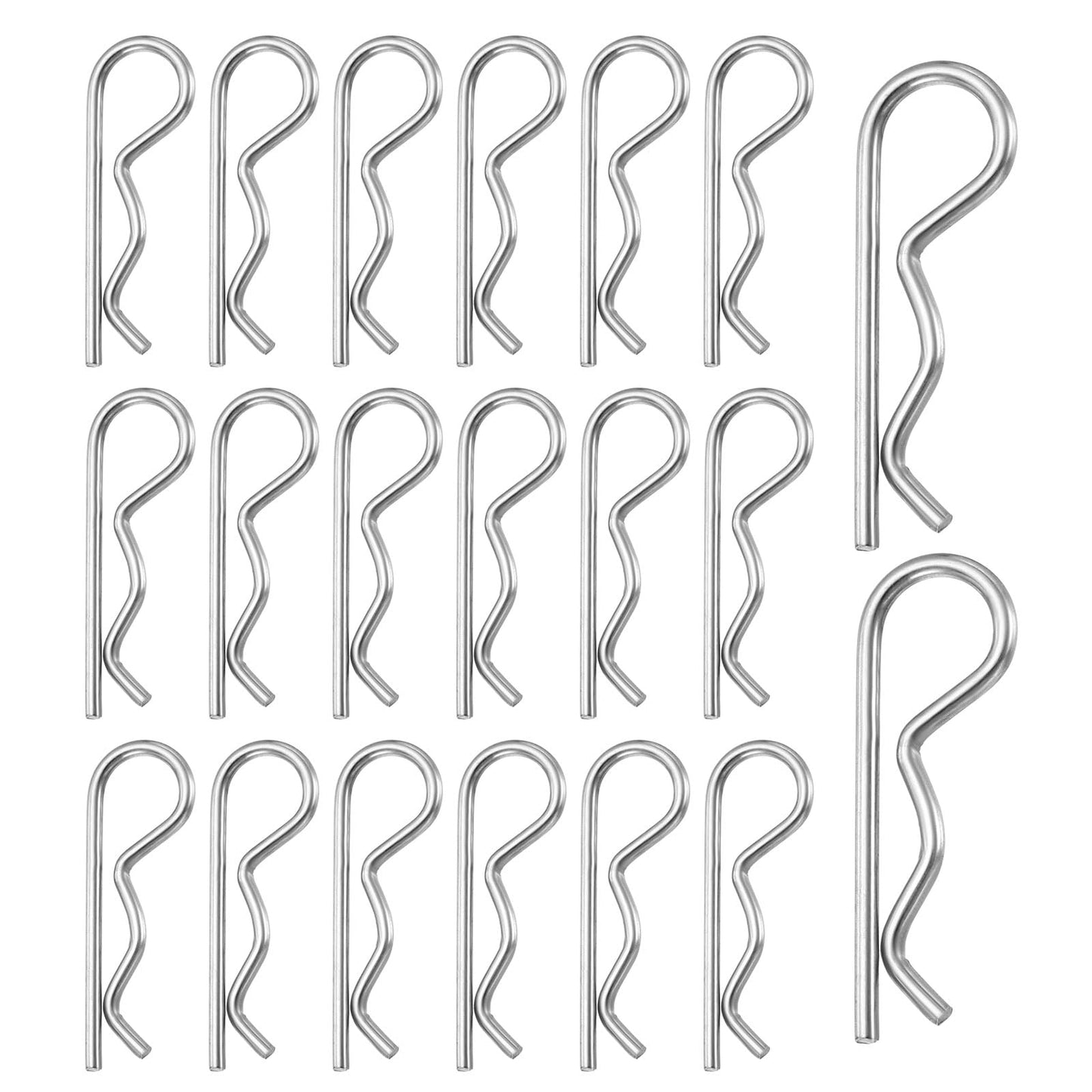 HARFINGTON 20pcs Hitch Pins Clips M2x40mm Cotter Pins Stainless Steel R Clips Spring Retaining for Trailer Locking Mowers Trucks RVs Machinery Heavy Duty Pin Locking Systems, Silver