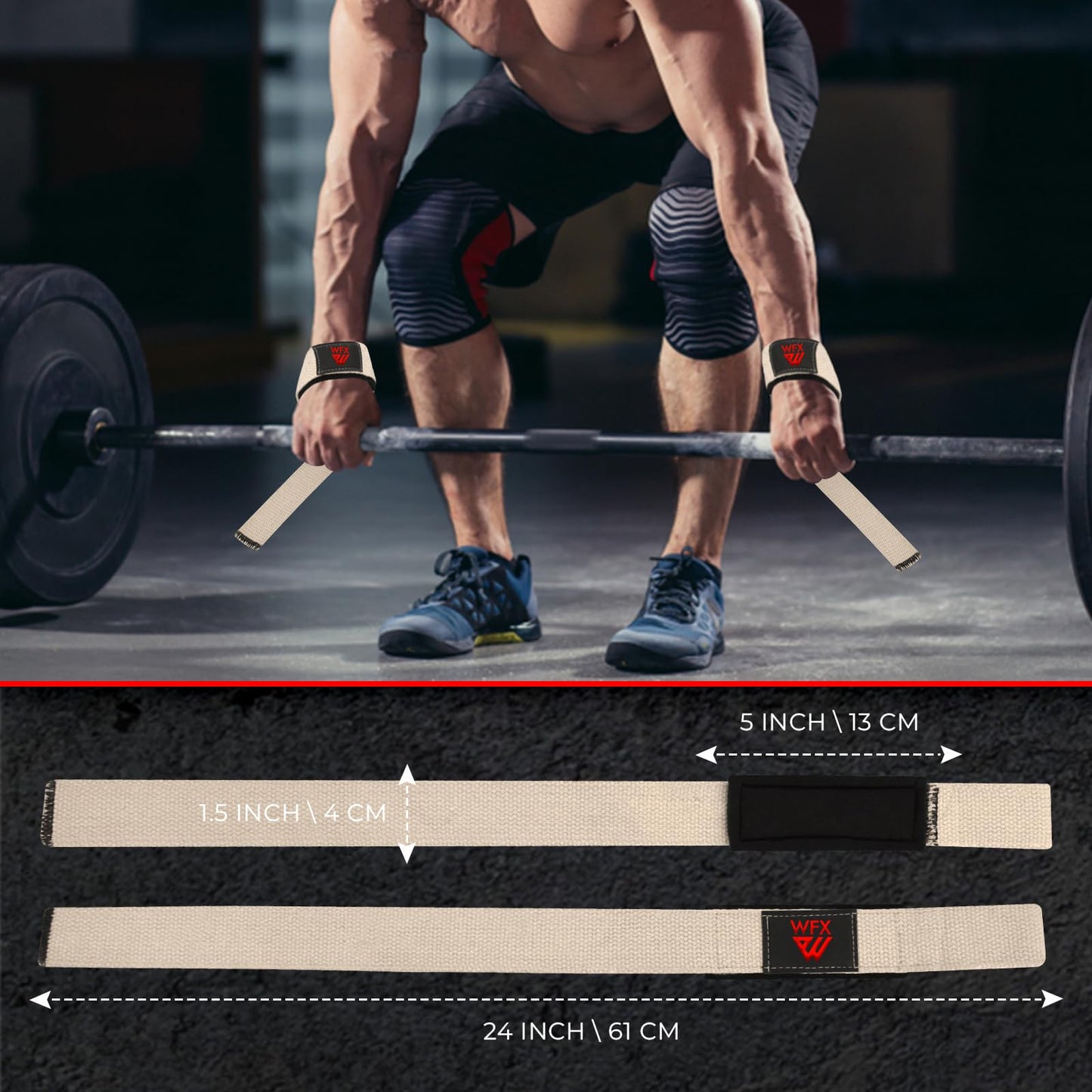 Weight Lifting Straps Wrist Support Padded Neoprene Gym Cross Training Hand Bar weightlifting Straps Fitness Bodybuilding Power Exercise Grips Deadlift Men Women (Half White)