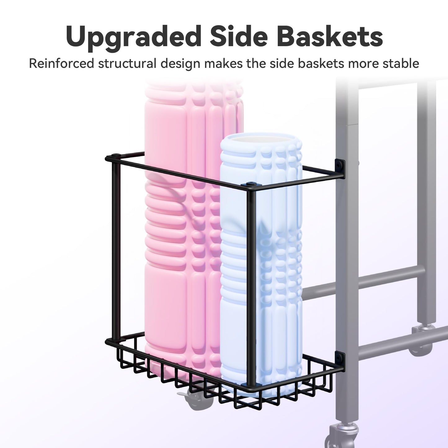 Josmimic 3-Tier Heavy-Duty Home Gym Storage Rack with Hooks and Smooth Wheels for Workout Gear