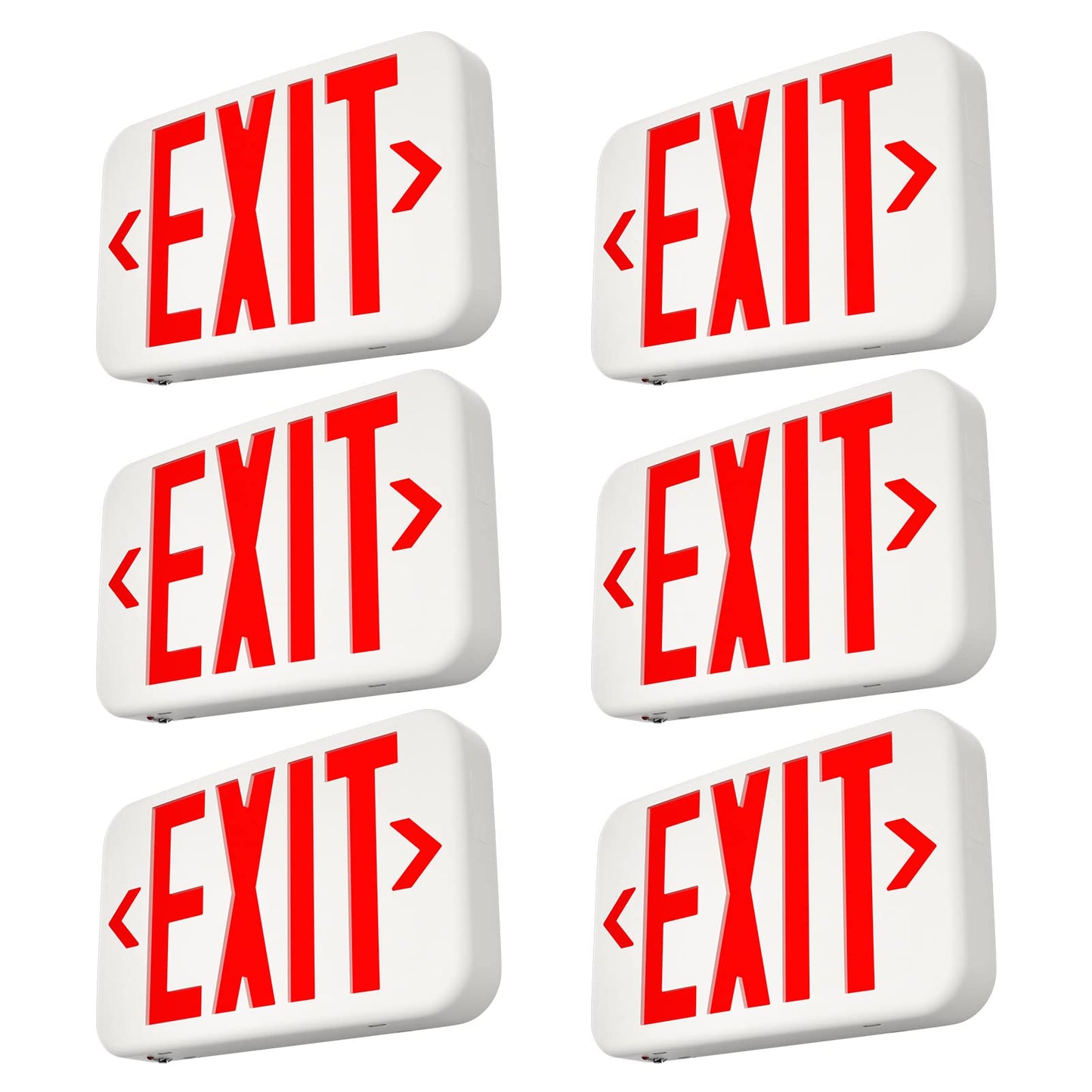 FREELICHT 6 Pack Red Double-Sided LED Exit Sign with Battery Backup,Exit Sign for Business,Easy To Install,UL Certified,AC 120/277V