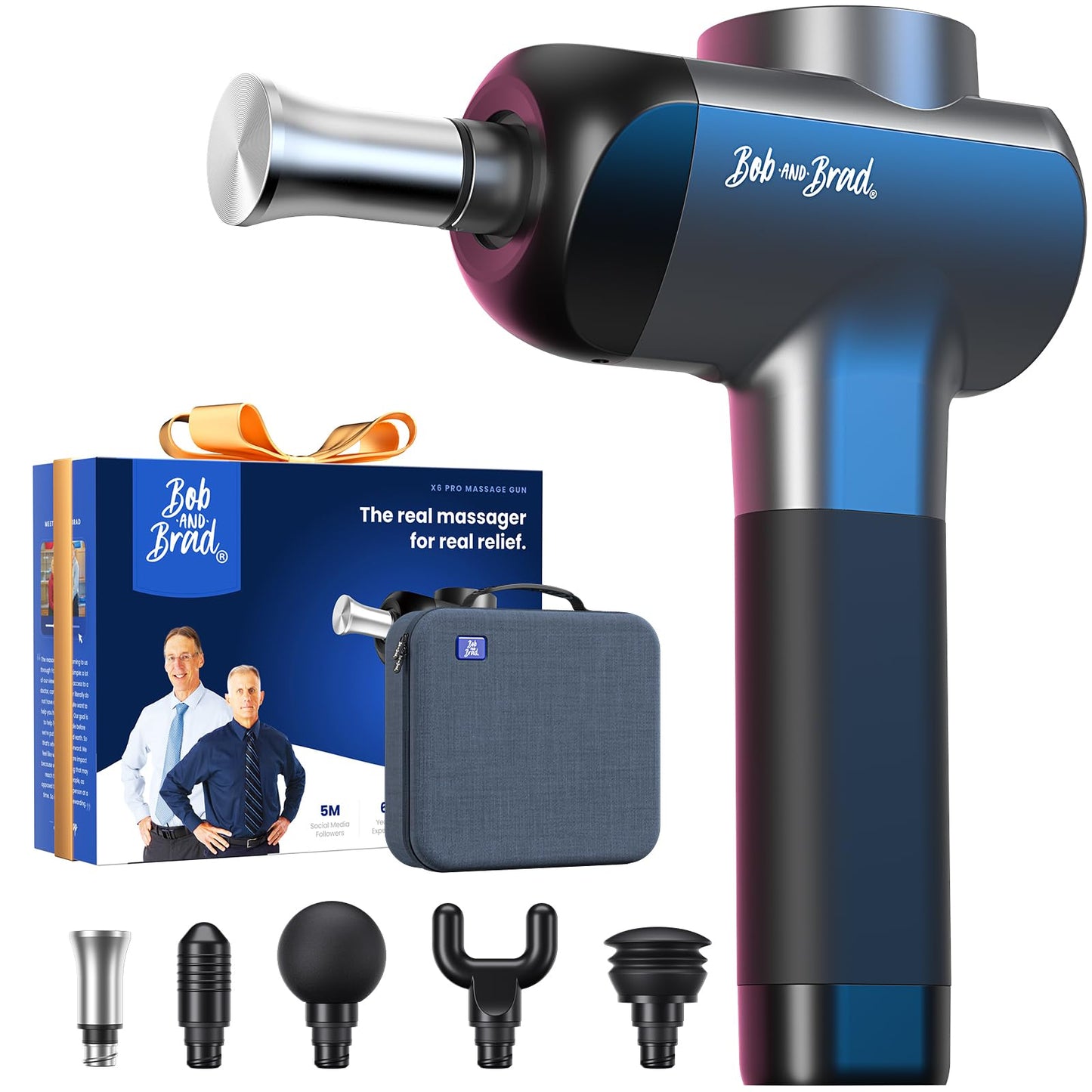 BOB AND BRAD X6 Pro Massage Gun Deep Tissue Percussion with Metal Head Therapy, Professional Muscle Massage Gun for Athletes, Electric Massager Gun for Pain Relief,Christmas Gift for Men Women Dad Mom