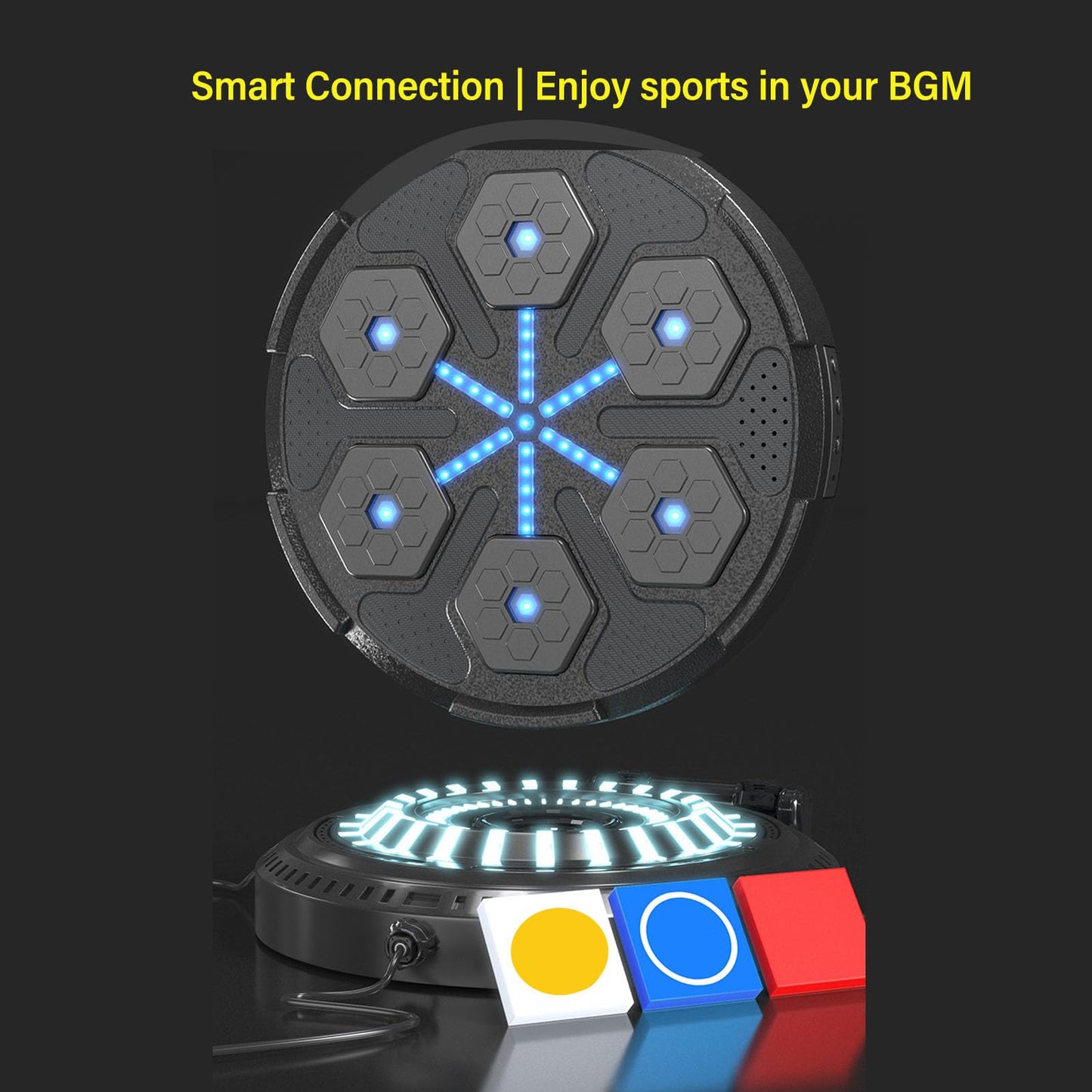 Alomejor Music Boxing Machine Interactive 7 Speeds Soft Cushion BT Music Boxing Trainer Workout Equipment for Improved Time