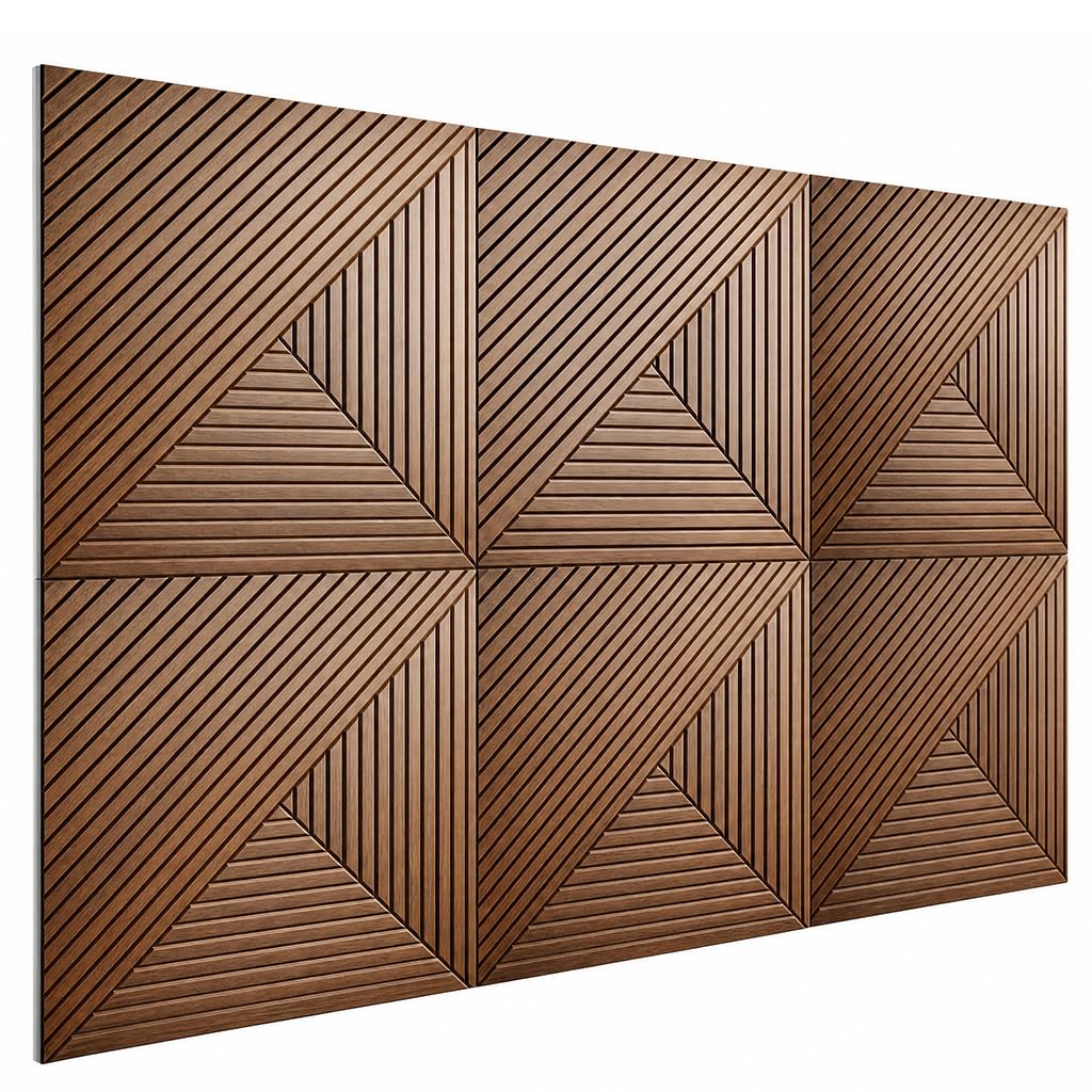 ARPEOTCY Decorative Acoustic Wall Panels, Geometric Wall Decor for Home Office & Living Room, Sound Absorbing Polyester Fiber Panels, Modern Noise Reducing Wall Art, Brown, 6 Pack, 23.6"x23.6"