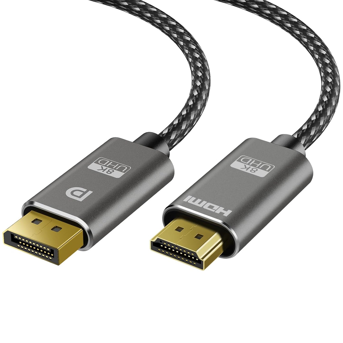 TagBreet 8K 6 8K@60Hz, 4K@240Hz, 2K@240HZ 1.4 2.1 DisplayPort to HDMI Cable ft, Nylon Braided, Unidirectional