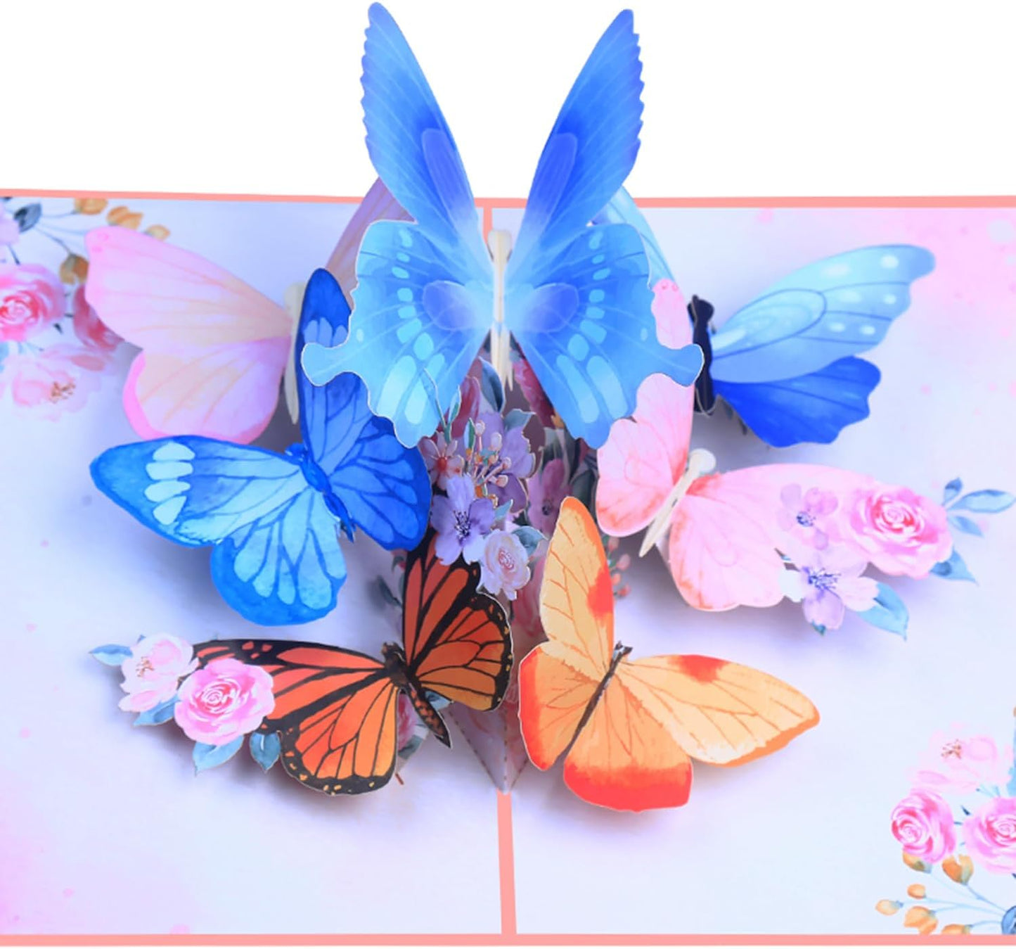 ROBBEAR 3D Butterfly & Flower Pop-Up Greeting Card - Handmade for Birthdays, Mother's Day & Anniversaries