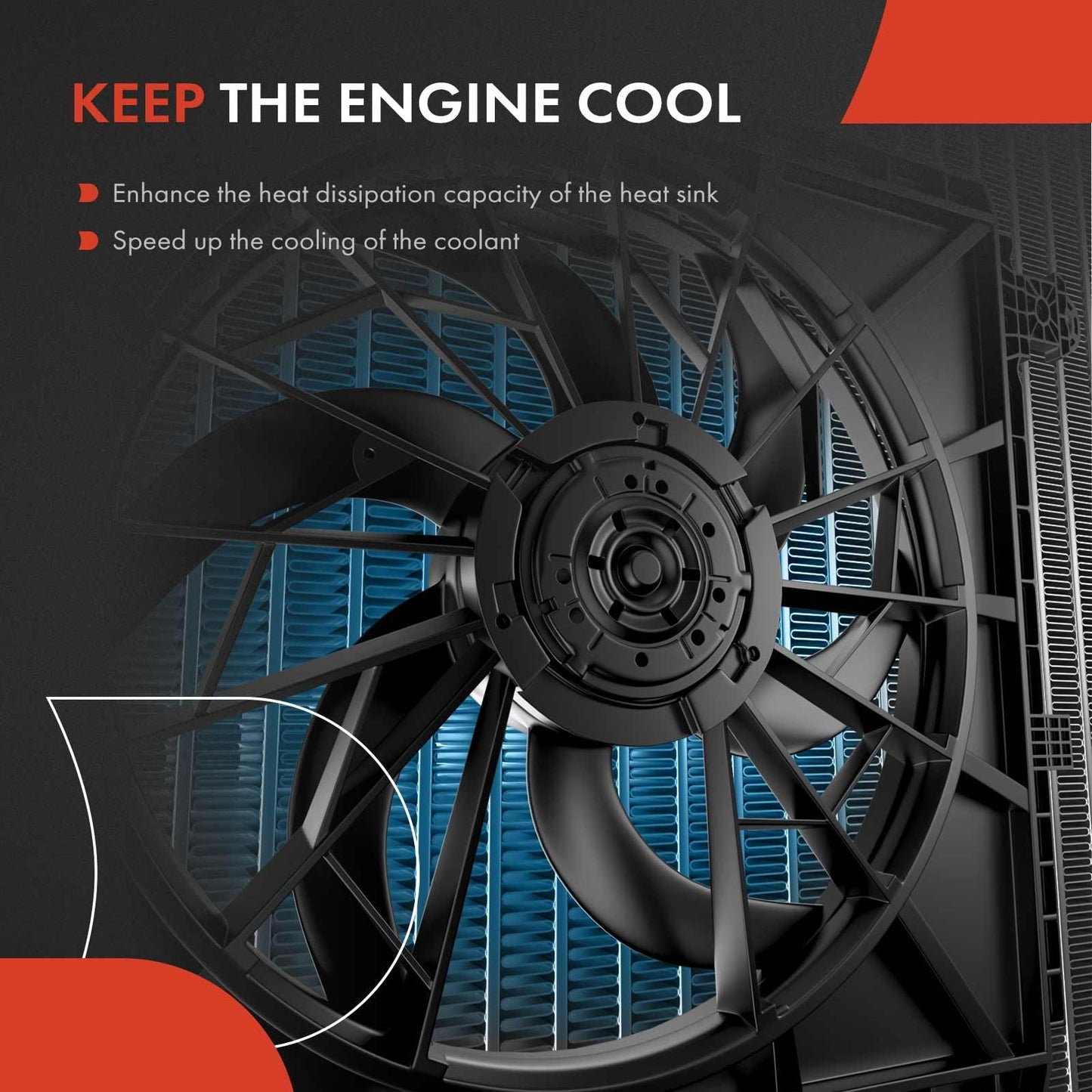 A-Premium Engine Radiator Cooling Fan Assembly Compatible with Select Lexus Models - GS350 2007 2008 2009 2010 2011 - Replace# 1636331070, 1671131240