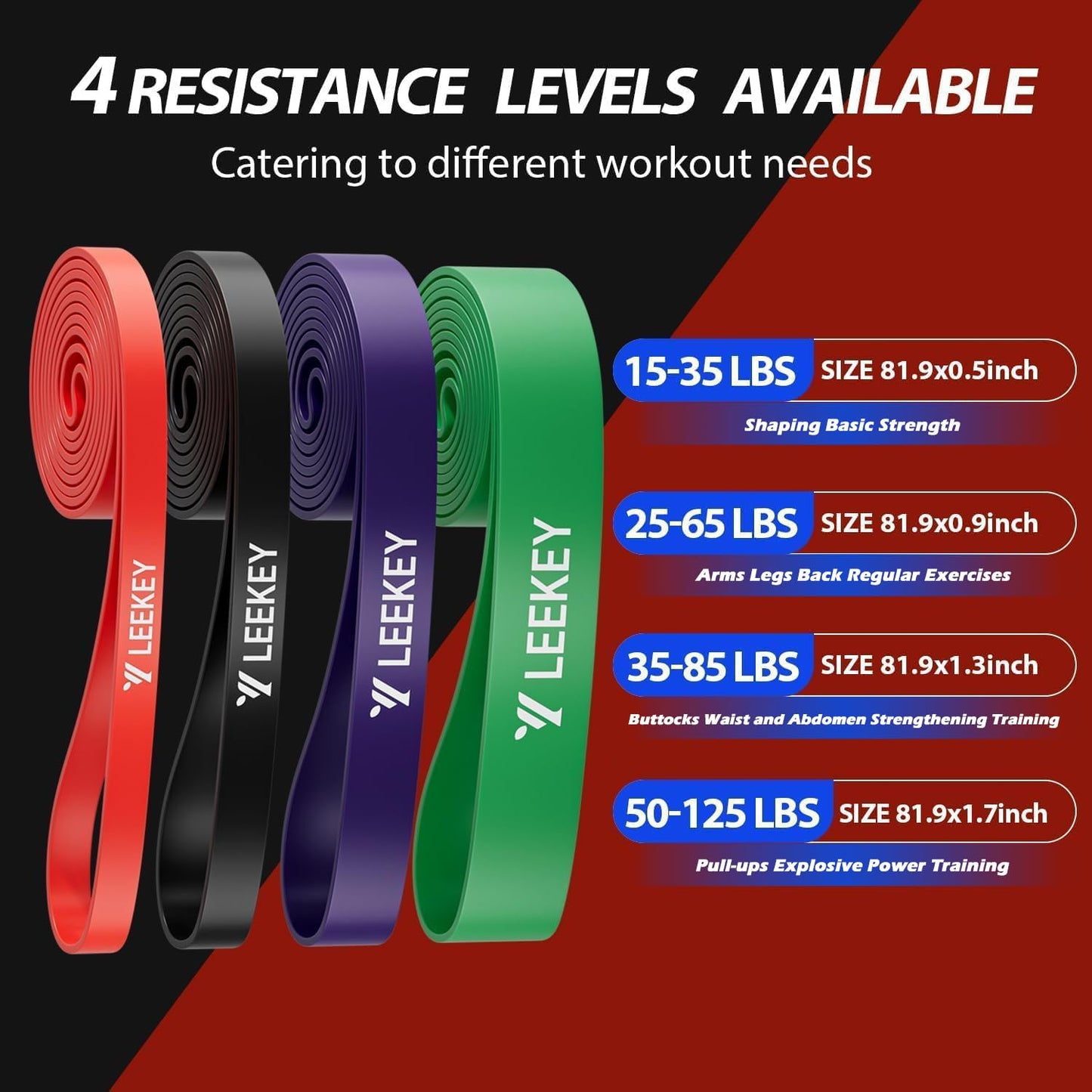 LEEKEY Resistance Bands for Working Out, Exercise Bands with Door Anchor,Pull Up Assistance Bands for Men and Women- Strength Bands for Fitness Training, Physical Therapy,Home Workouts
