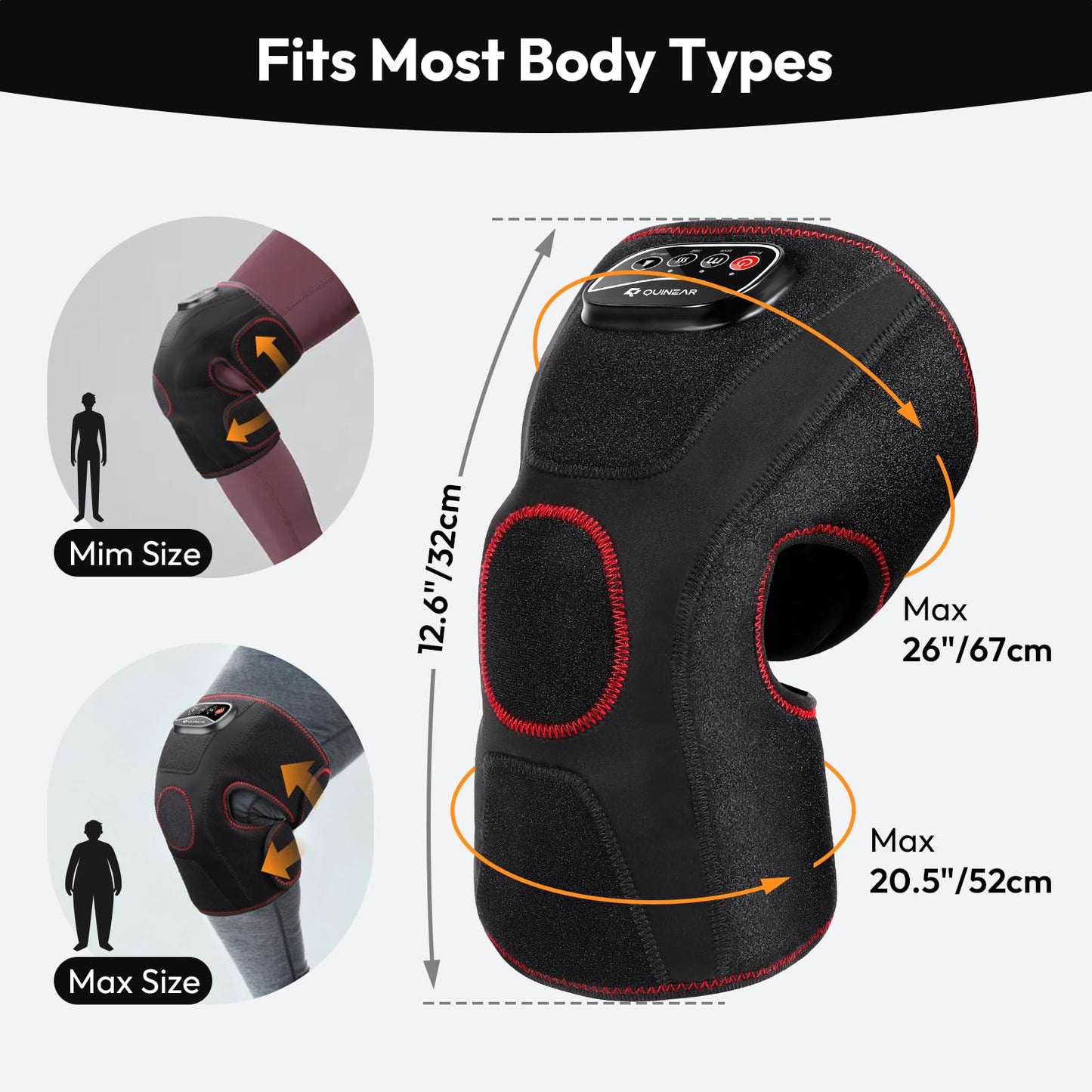 QUINEAR Knee Massager for Pain Relief,Air Compression Heating Pad for Knee,Heated Knee Warmers Wrap, 3 Modes & 3 Intensities