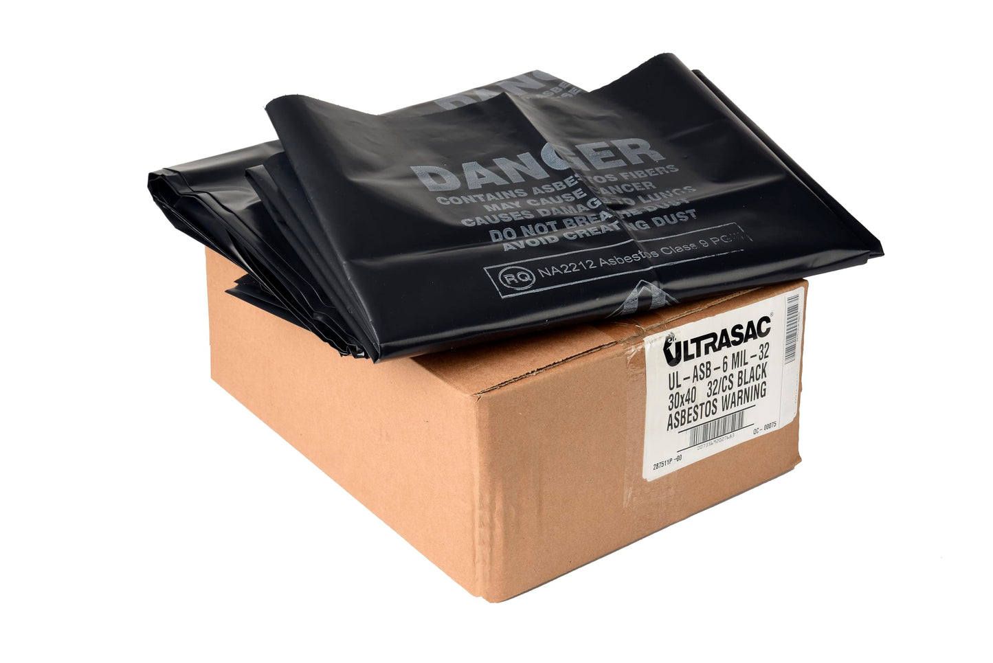 Ultrasac 33 Gallon 6 MIL Large Black Heavy Duty Garbage Bags - 30" x 40" - Pack of 32 - For Contractor, Industrial, Healthcare, & Municipal