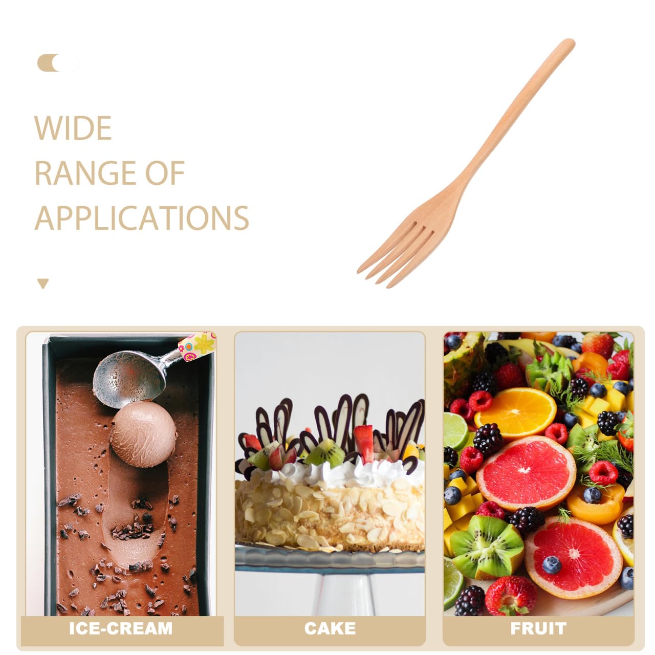 ROMISBABA Wooden Forks 22.5cm Wooden Cutlery for Eating Reusable Tasting Fork for Salad, Spaghetti, Grill, Fruit,Noodles Cooking Serving Utensil