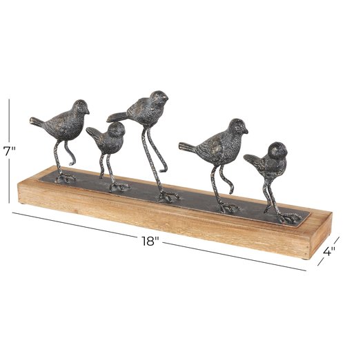 Deco 79 Metal Bird Decorative Sculpture Home Decor Statue, Accent Figurine 18" x 4" x 7", Gray