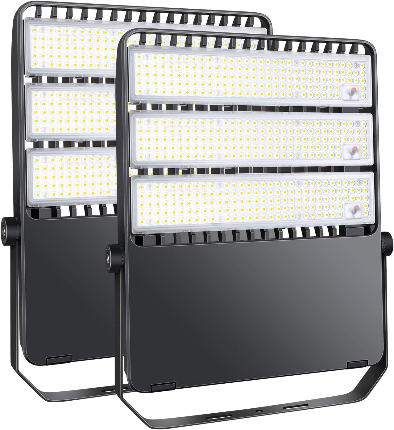 ledmo 360W LED Flood Lights Outdoor, Super Bright 50400LM Stadium Lighting, Commercial Sports Floodlight with Adjustable Bracket Light up Yard, Arena, Barn, IP65 Waterproof 5000K Tri-Modular (2Pack)