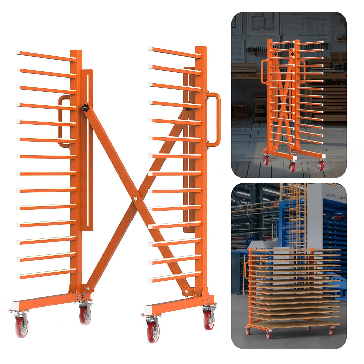 MOOFI 15-Shelf Door & Cabinet Door Paint Drying Rack–Heavy-Duty Metal Rack for Painting,Staining & Curing Doors,Cabinet Doors,Trim & Wood Panels– Space-Saving Drying System for Shops & Remodeling Pros