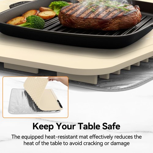 Food Warming Mat, Silicone Electric Warming Tray with 6 Adjustable Temperature, Full Surface Heating, Portable Roll Up Heating Mat with Heat-resistant Pad, Kitchen Food Warmer Pad for Buffets Party