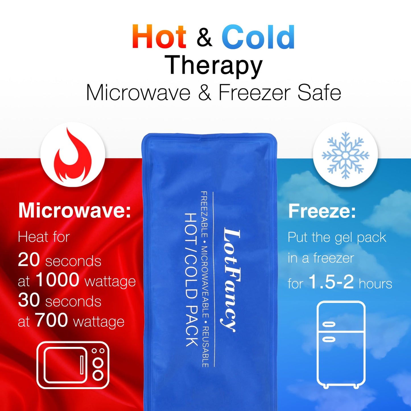 LotFancy Ice Packs for Injuries Reusable, 2 Gel Packs Wrap for Knee Head Neck Ankle Wrist Elbow Foot Legs Back Joint Pain Relief, Hot Cold Therapy for Surgery Recovery, First Aid