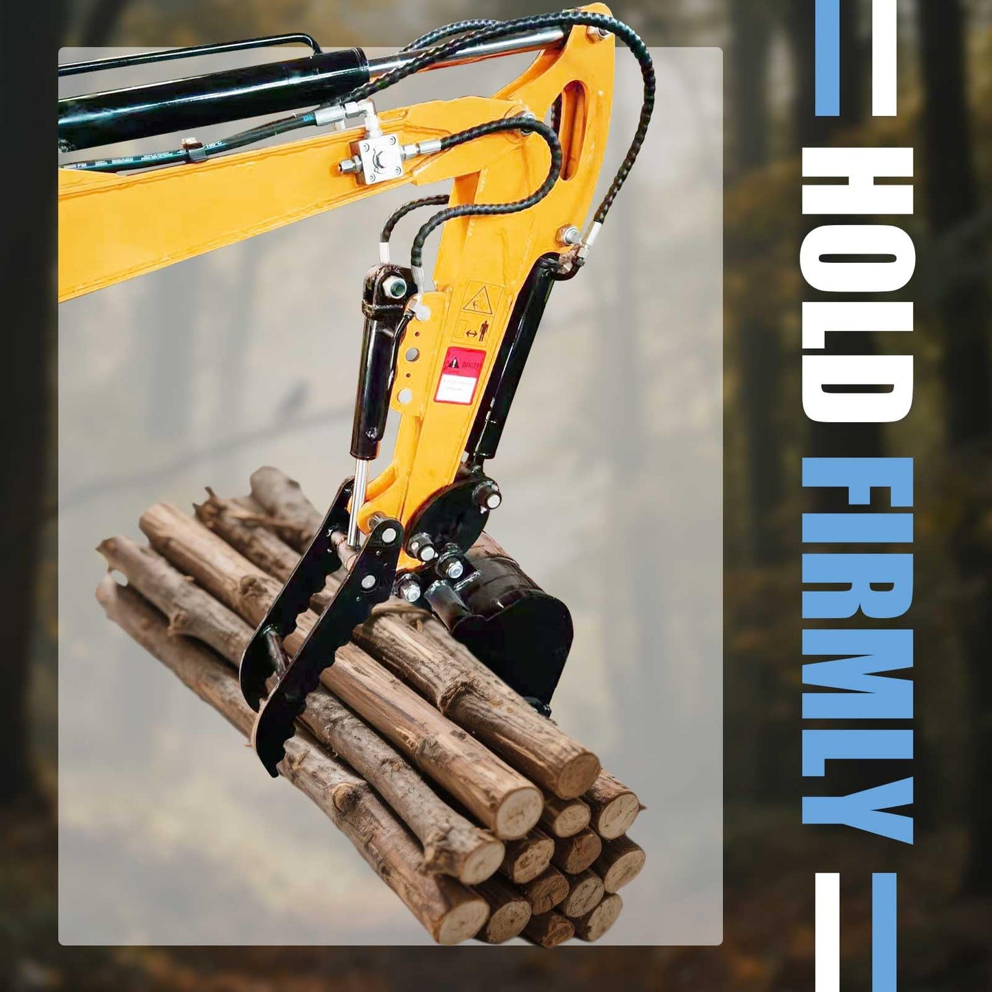 Hydraulic Thumb Clip Attachment 3-Holes for Mini Excavator Small Digger Crawler Small Digger Attachments fit Most of up to 2 tons, with2* M14 Hoses and Converters, Black