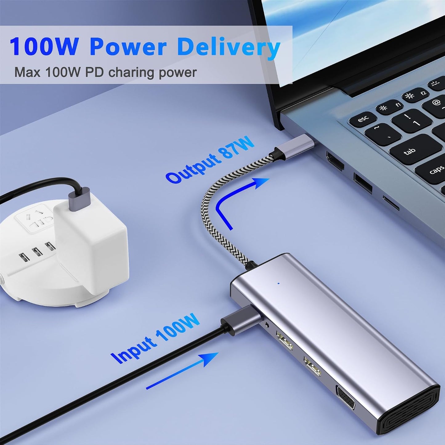 AUKOKIOULA 10 1 3 HDMI/VGA/PD/Ethernet/USB/SD/TF/3.5mm Docking Station Dual Monitor, USB C to Dual HDMI Adapter