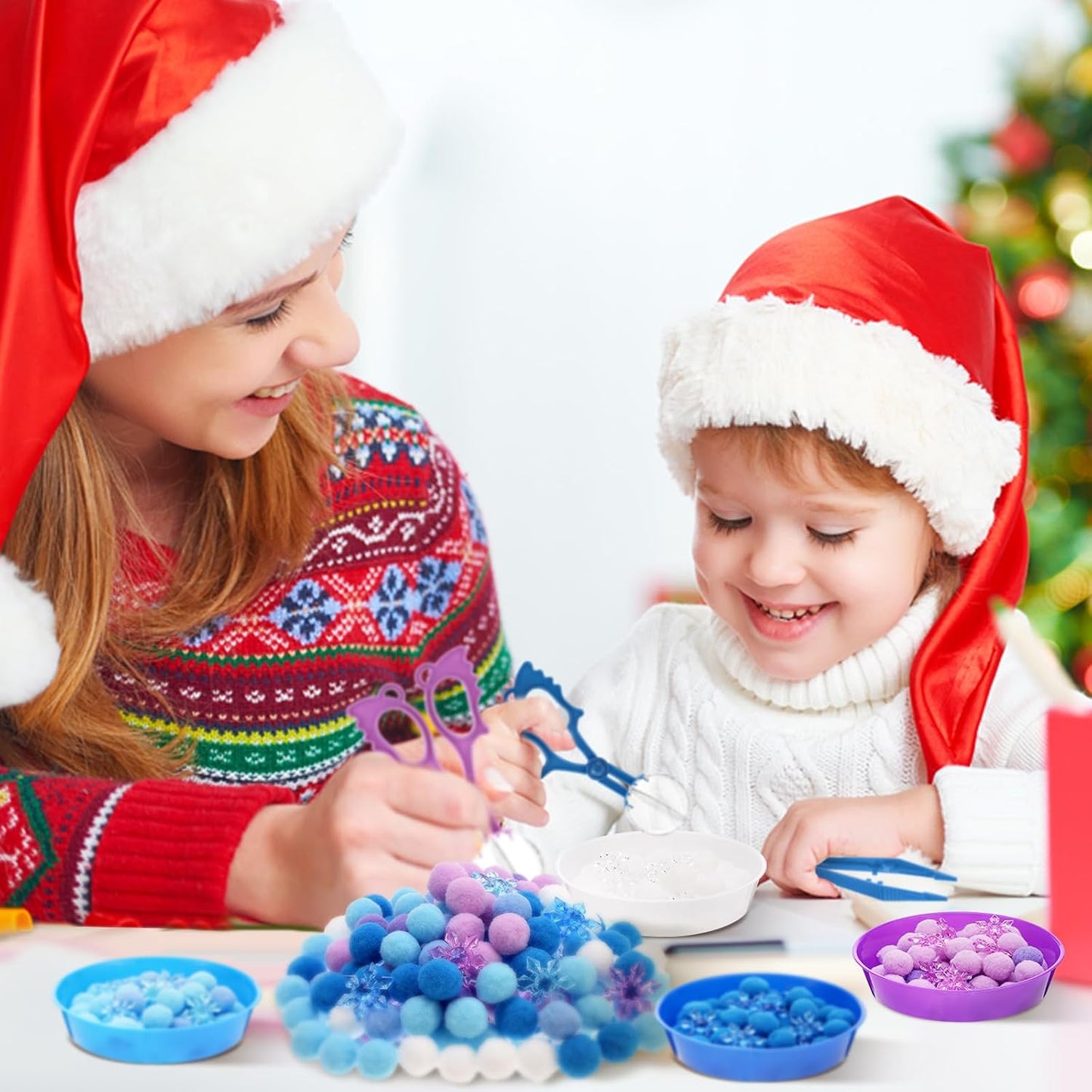 Skiennix Winter Sensory Bin - 208 Pcs Frozen Snowflake Counting & Sorting Filler for Kids