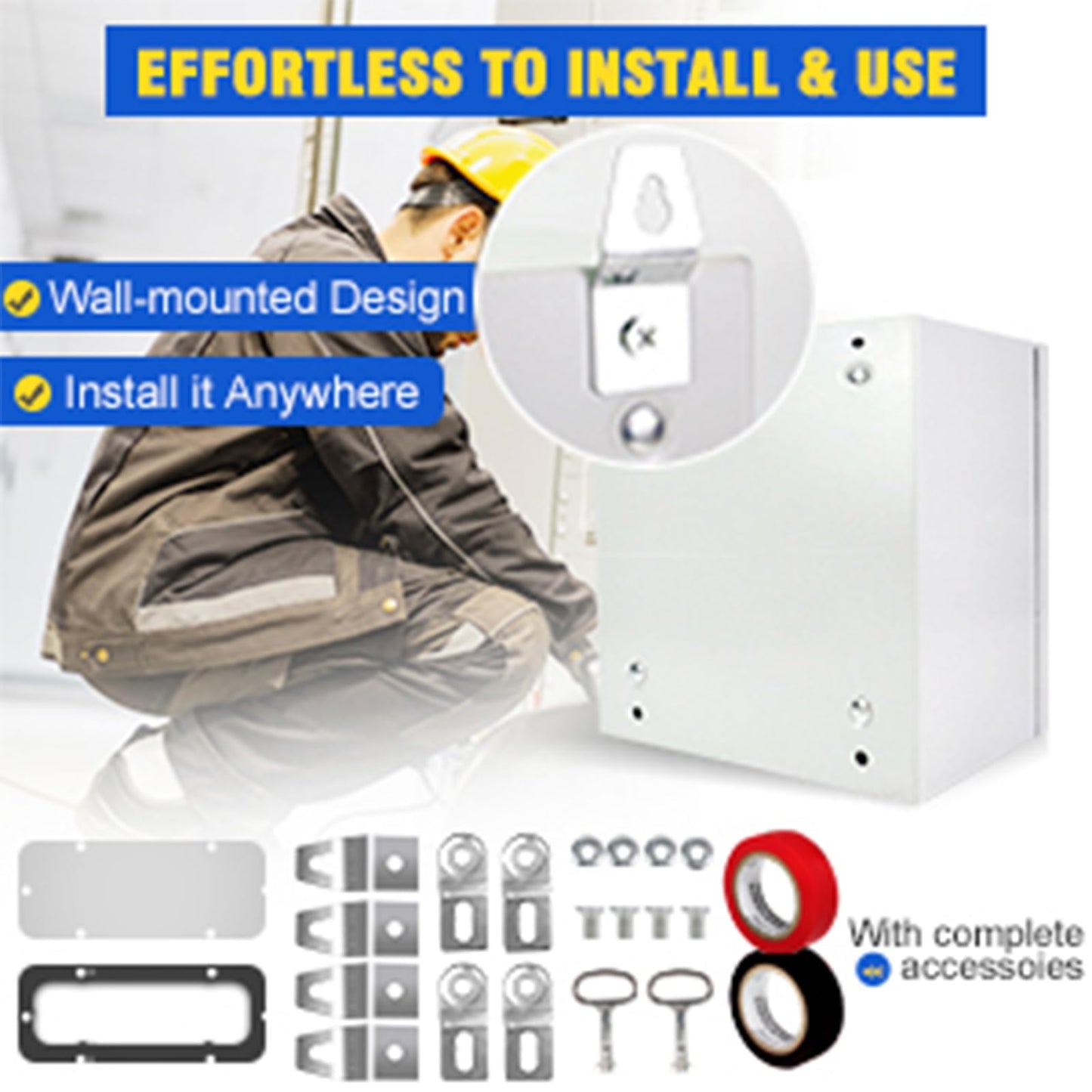 TOCRETOARE Outdoor Electrical Junction Box, 24x 24 x 8' ' NEMA 4X Enclosure Box, Wall Mounted IP66 Waterproof & Dustproof Lockable Metal Junction Box