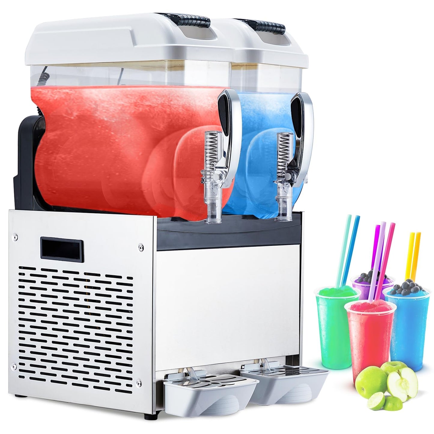 GarveeTech 12 L*2 Commercial Slushie Machine, 700W slushy machine, 6.4 gals cocktail margarita frozen drink machine for home, Electric Large Slushie Machine with Self-cleaning Mode for Restaurant Bar