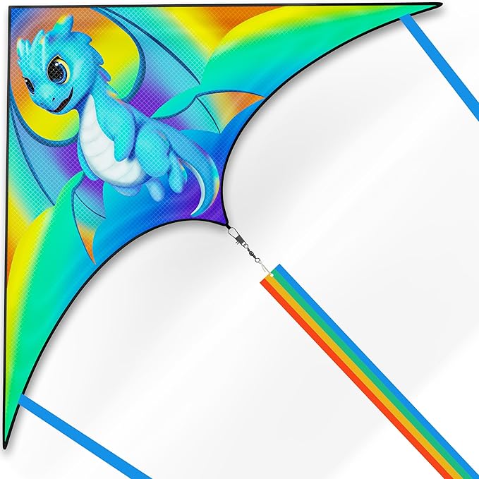 Kites for Kids Ages 4-8 & 8-12，Large Delta Kite for Adults,Easy to Fly, Kids Kites for Boys and Girls, Perfect for Beginners, Gifts for Holiday Easter Festival (Dragon)