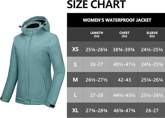 Little Donkey Andy Women's Waterproof Hiking Skiing Jacket with Removable Hood, Fleece Lined Winter Warm Rain Coat
