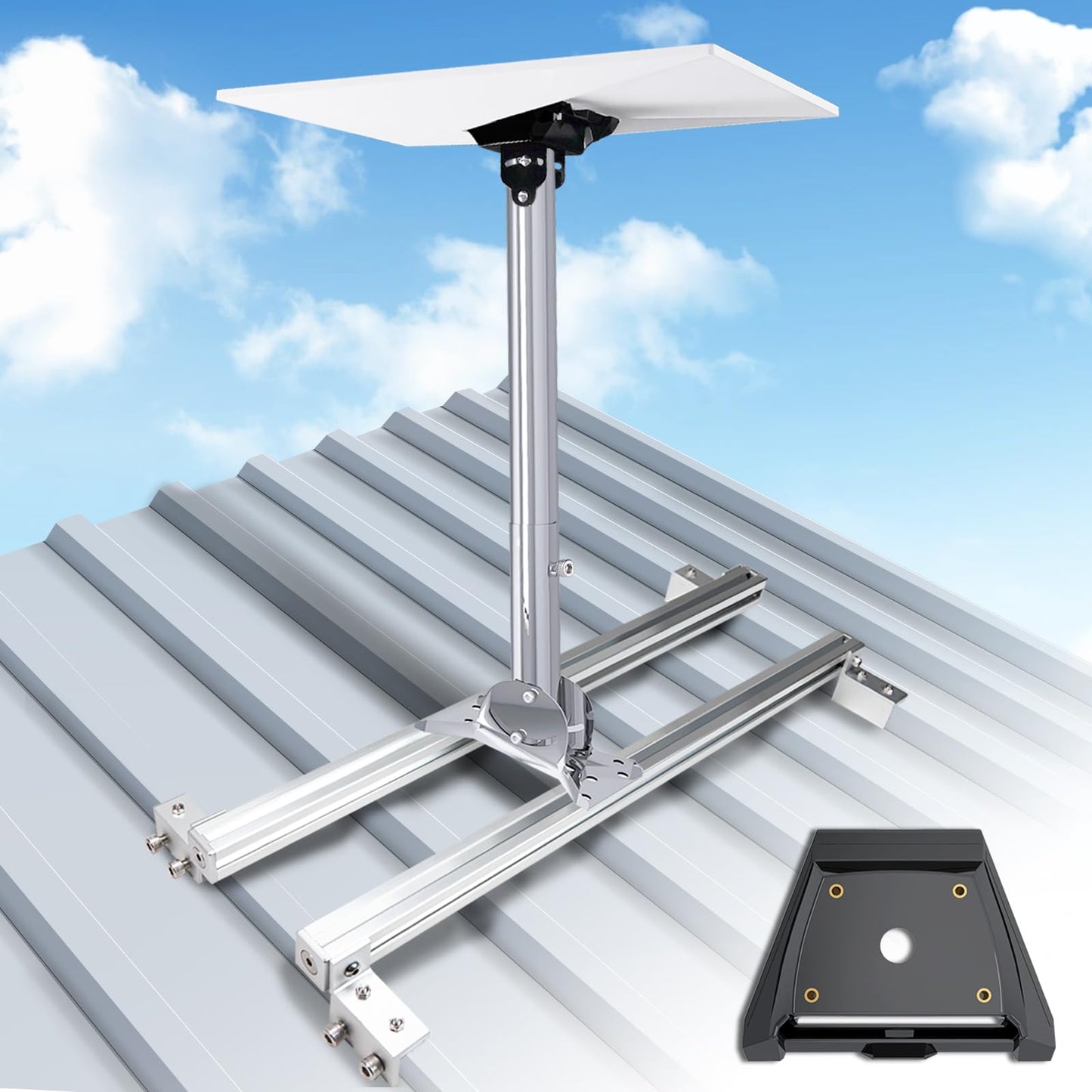 Adjustable Starlink Gen 3 Roof Mount, Ybervont Stainless Steel Starlink Mounting Kit Gen 3 for Standing Seam Metal Roof with 0-30° Adjustable Starlink Gen 3 Adapter
