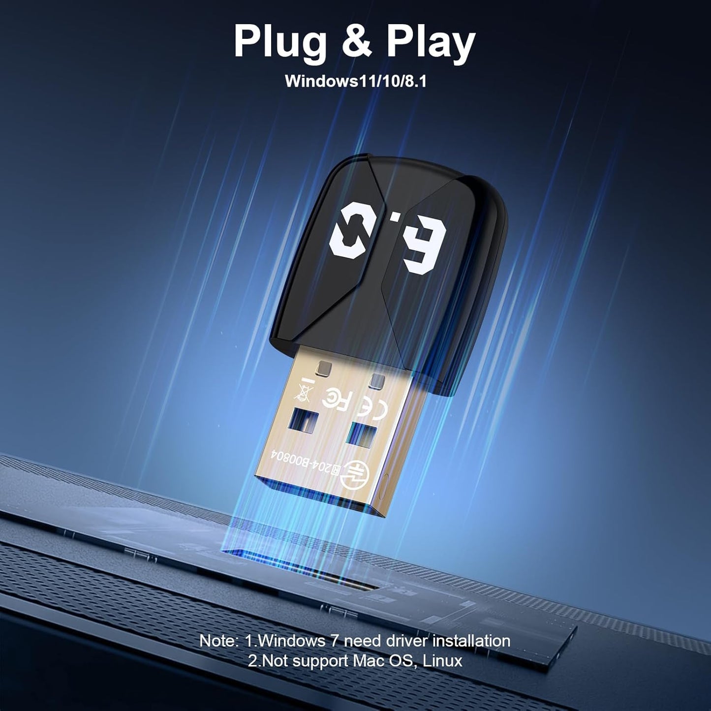 Radidi 6.0 11/10/8.1, USB Bluetooth Adapter for PC, Bluetooth Dongle Receiver EDR & BLE, Plug & Play for Windows