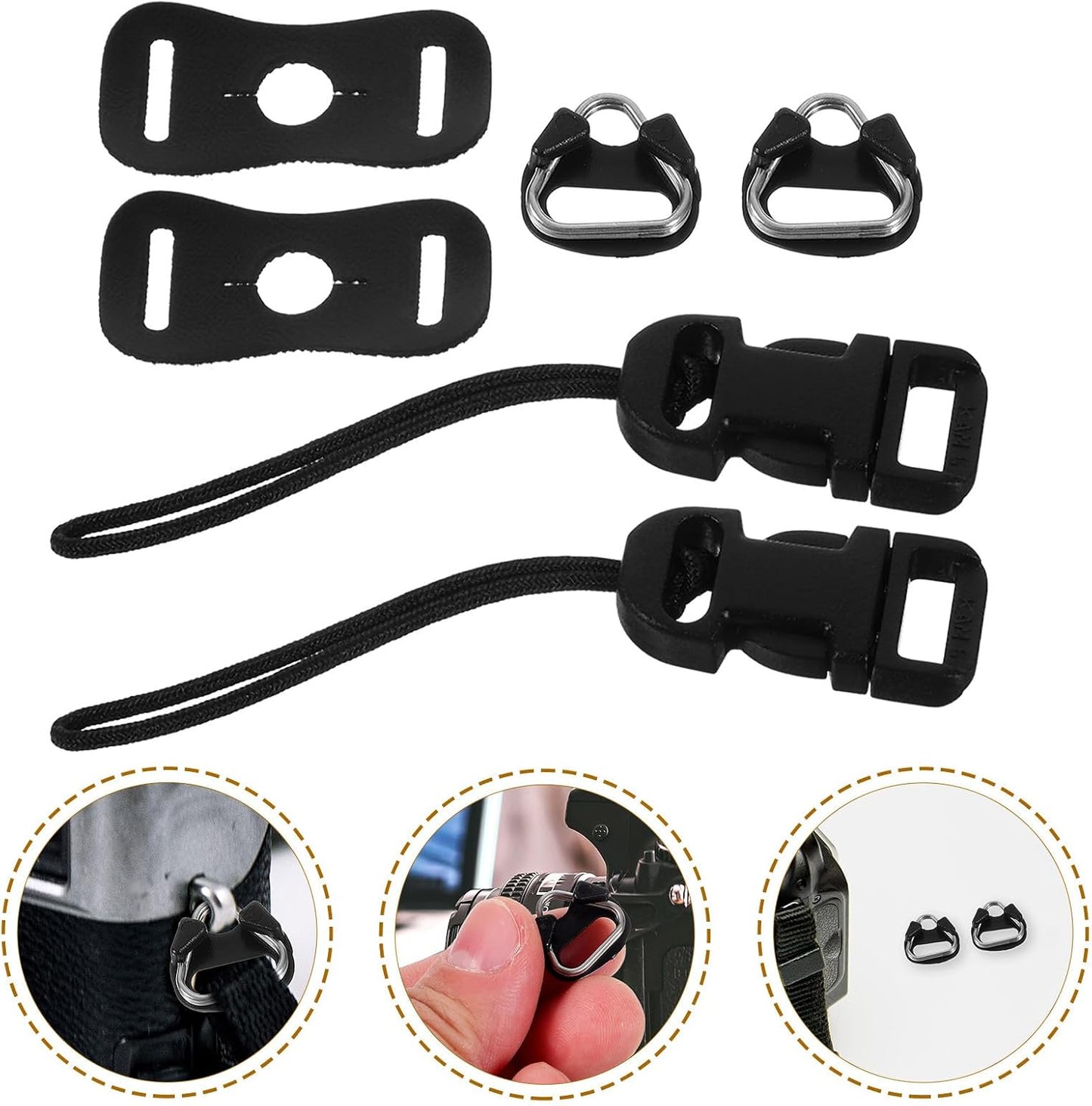 DECORNIJIA Set Camera Strap Connectors and Triangle Split Rings Replacement with Leather Protector Covers and Thick