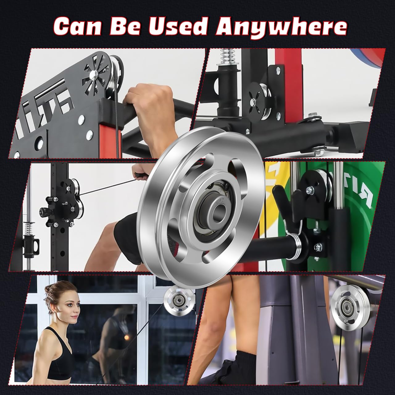 balacoo Heavy Duty Aluminum Cable Pulley Wheel 3.46x4.72in, Smooth Bearing System for Home & Commercial Gym Equipment, Easy Install Replacement Part for LAT Pulldown, Row Machine