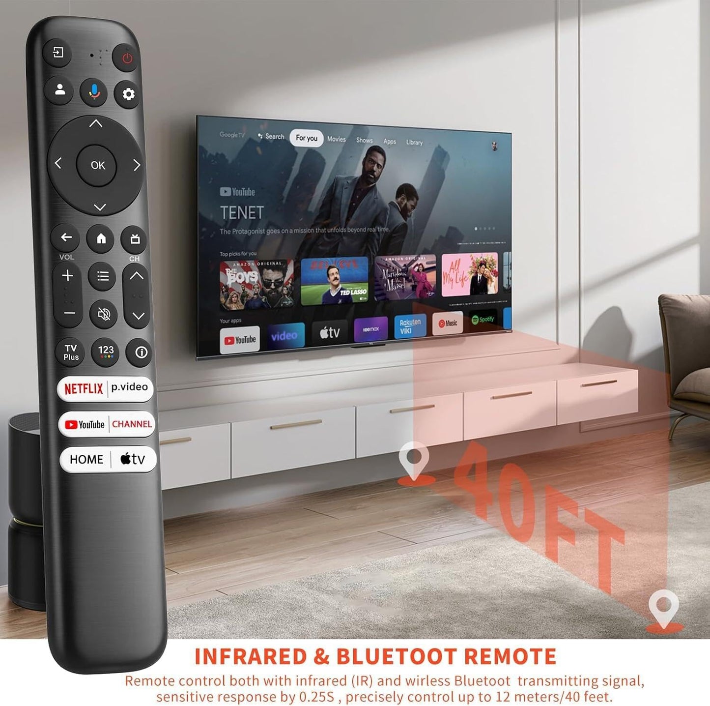Angrox Q6/Q7/QM8/S3/S4 Voice Replacement Remote for TCL Google TV Remote, Compatible with TCL SeriesNot Applicable