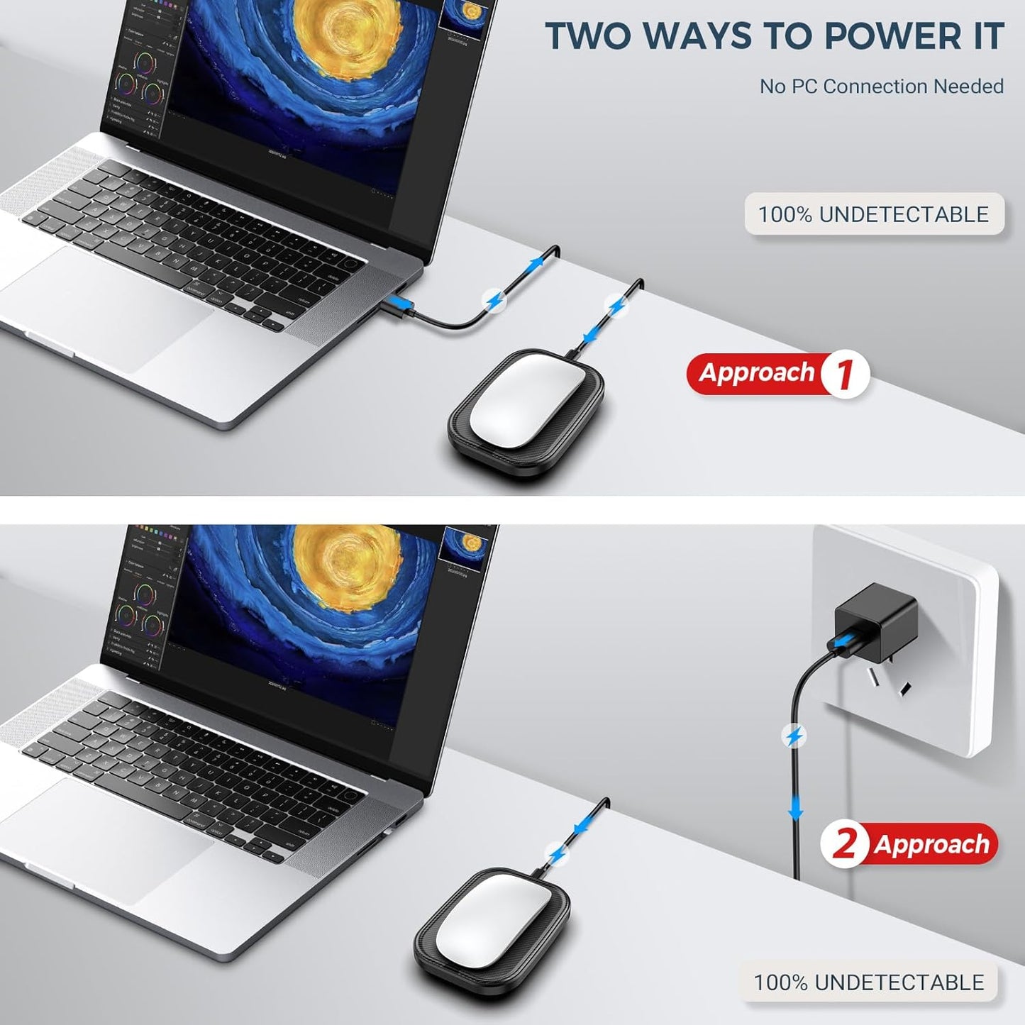 Yonktoo Mouse Jiggler Undetectable Ultra Slim Mouse Mover with Realistic Movement, No Software Needed, Keeps Your PC