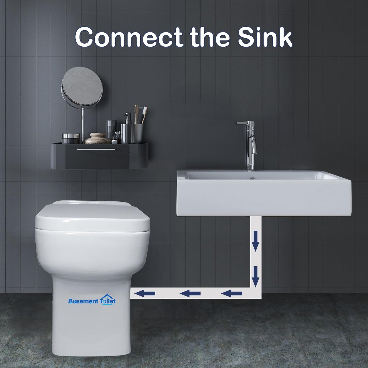 600W Macerating One Piece Toilet,4/5HP Remote Control Macerator Toilet with Pump Built Into the Base,Connect the sink AC110V 0.75/1 GPF with High Efficiency Flush for Small Space,Glossy White