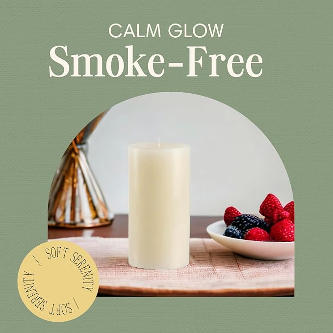 Mister Candle Non Scented Luxury 4 x 8 Pillar Candle, Hand Poured Ivory Unscented Candle for Home Decor, Premium Wax, Smokeless & Dripless, 160 Hour Burn Time