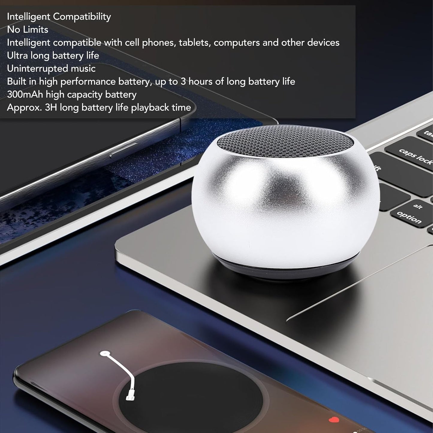 LICAEVEY 5.3 360HD 300mAh, Small Speaker, Bluetooth Speaker with Stereo Sound and Robust Bass, Mini Speakers Built