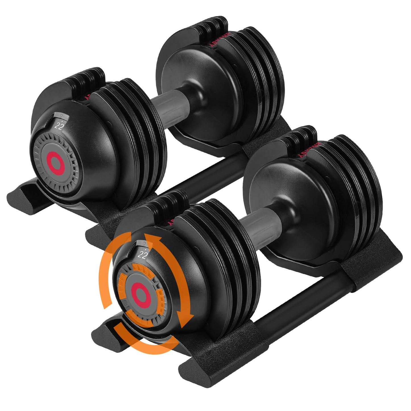 Adjustable Dumbbell Set: 22LBS/52LBS Dumbbell Set with Tray for Fitness, Fast Adjust Weight by Turning Anti-Slip Handle, Suitable for Men and Women