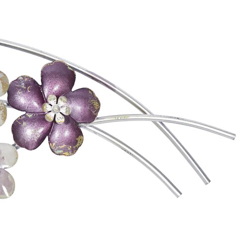 Deco 79 Metal Floral Home Wall Decor Wall Sculpture, Wall Art 50" x 2" x 13", Purple
