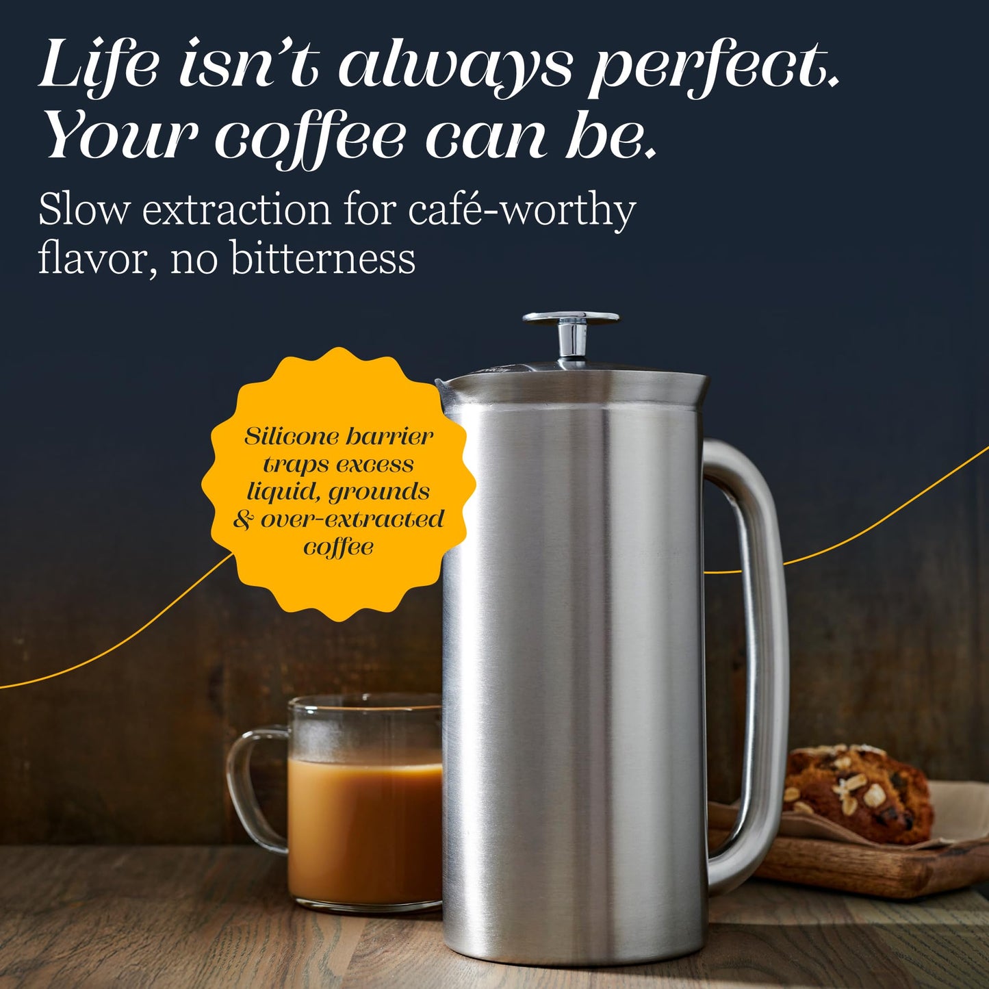 ESPRO P7 32 oz Brushed Stainless Steel French Press and 32 oz Replacement Micro-Filter